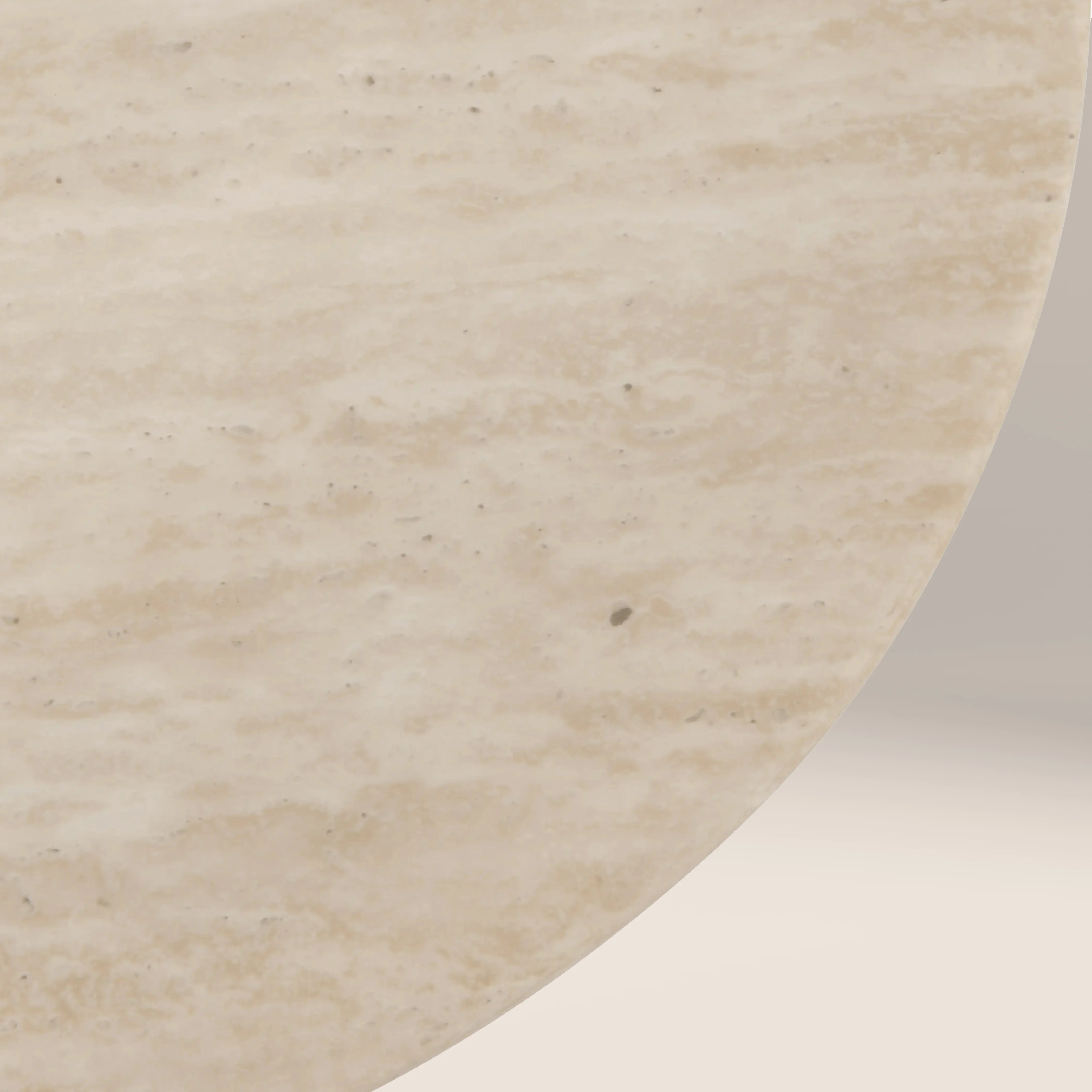 Oxborough Round Side Table | Natural Travertine Effect Stone & Walnut - Image 3