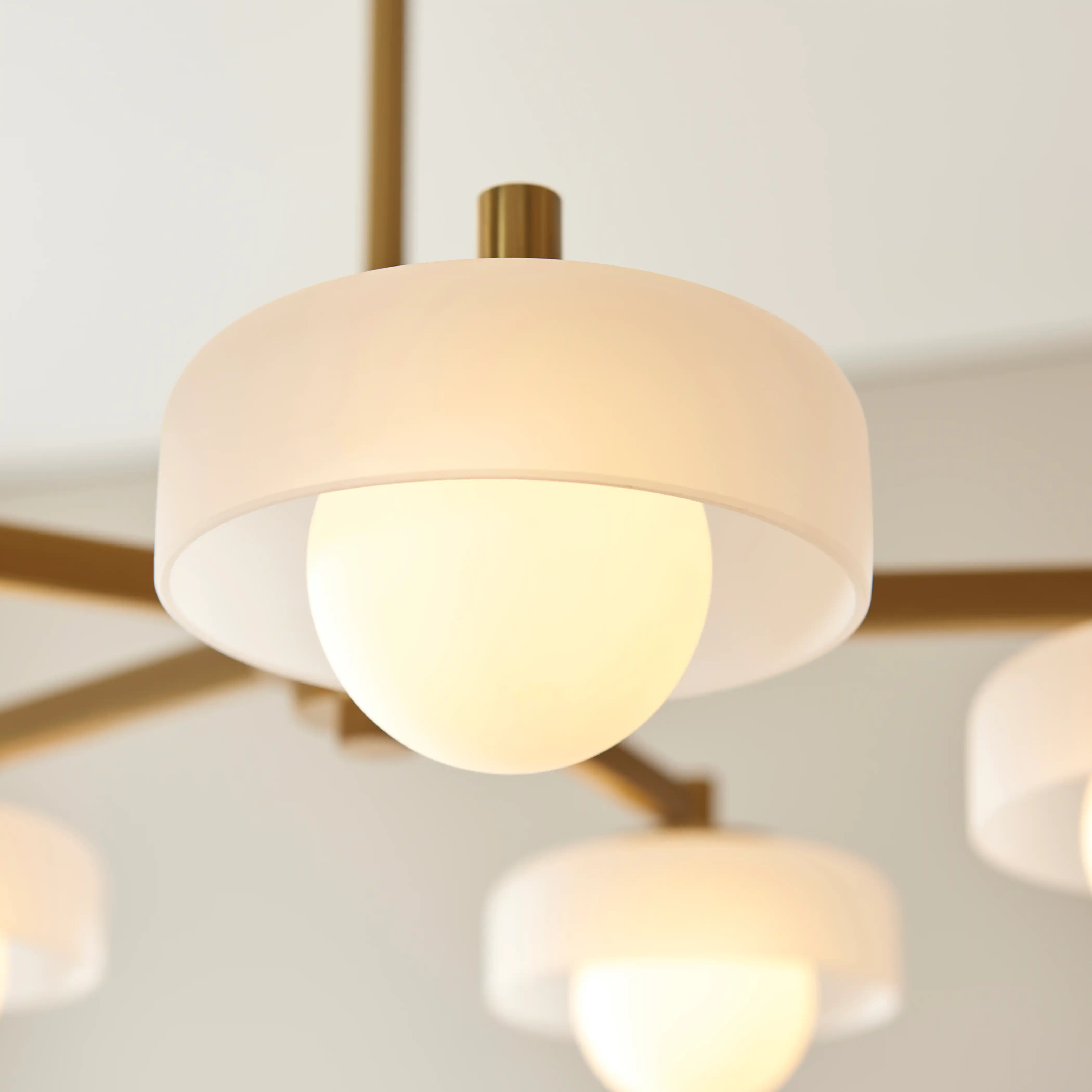 Parson 5 Light Pendant Light | Opal Glass & Brass - Image 4