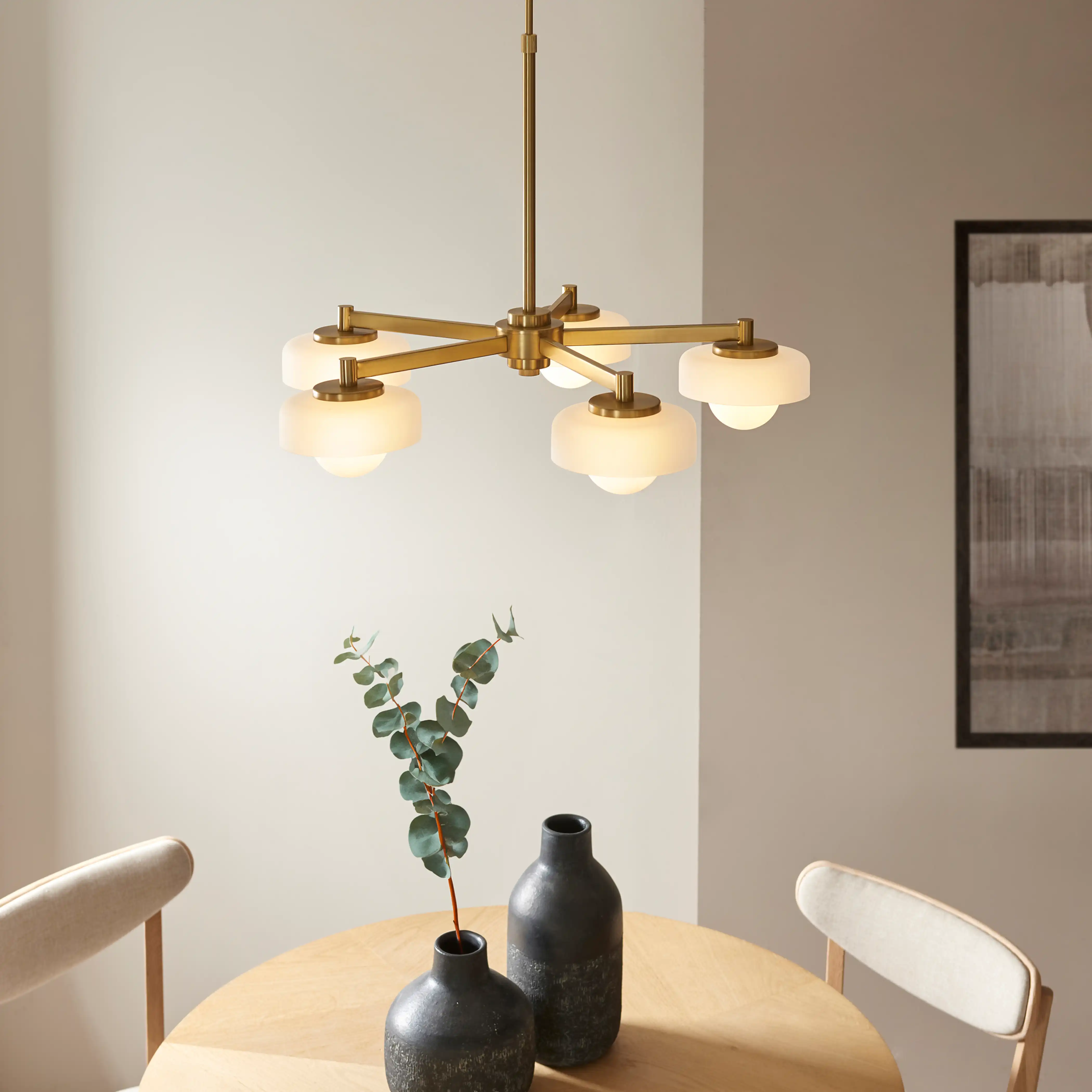 Parson 5 Light Pendant Light | Opal Glass & Brass - Image 6