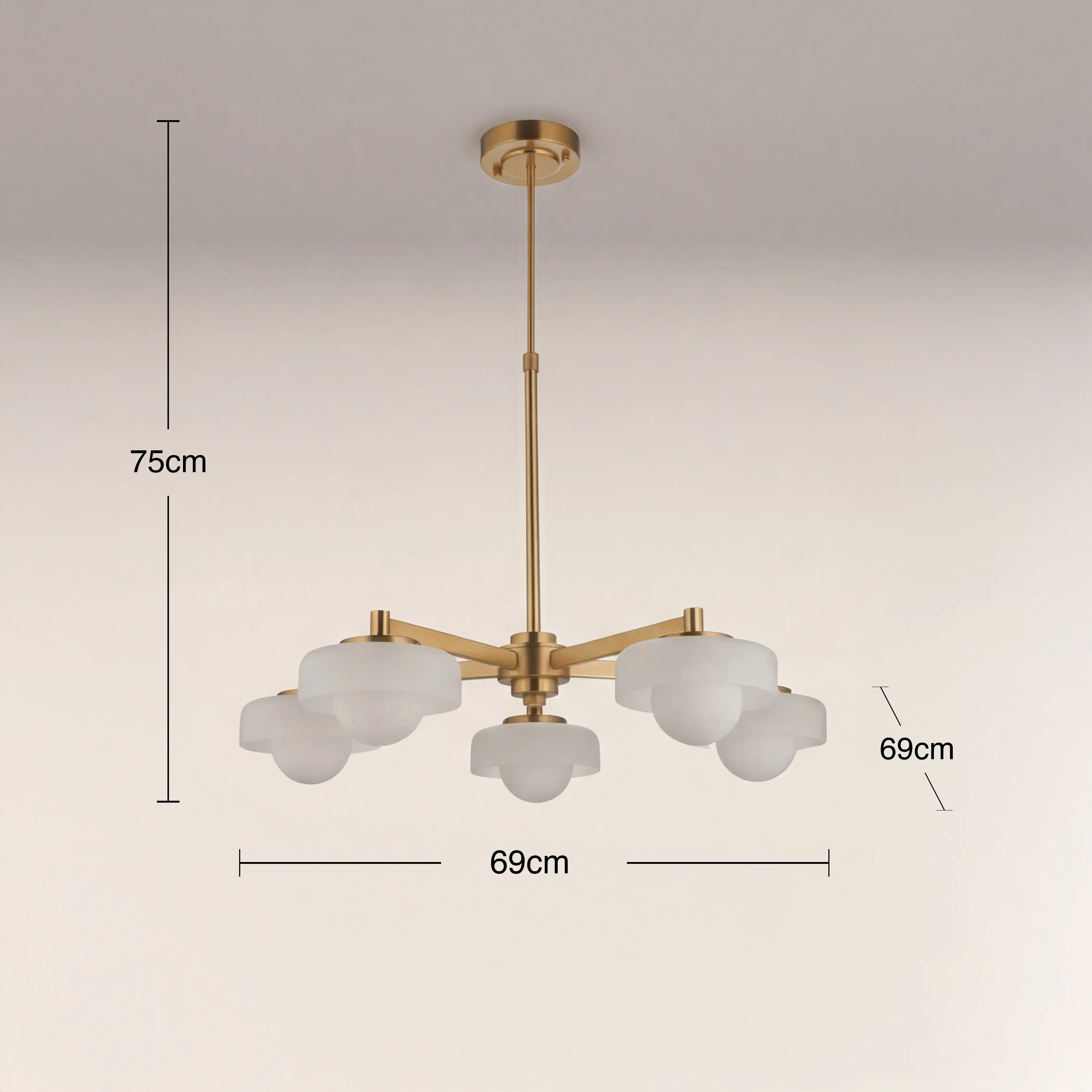 Parson 5 Light Pendant Light | Opal Glass & Brass - Image 7