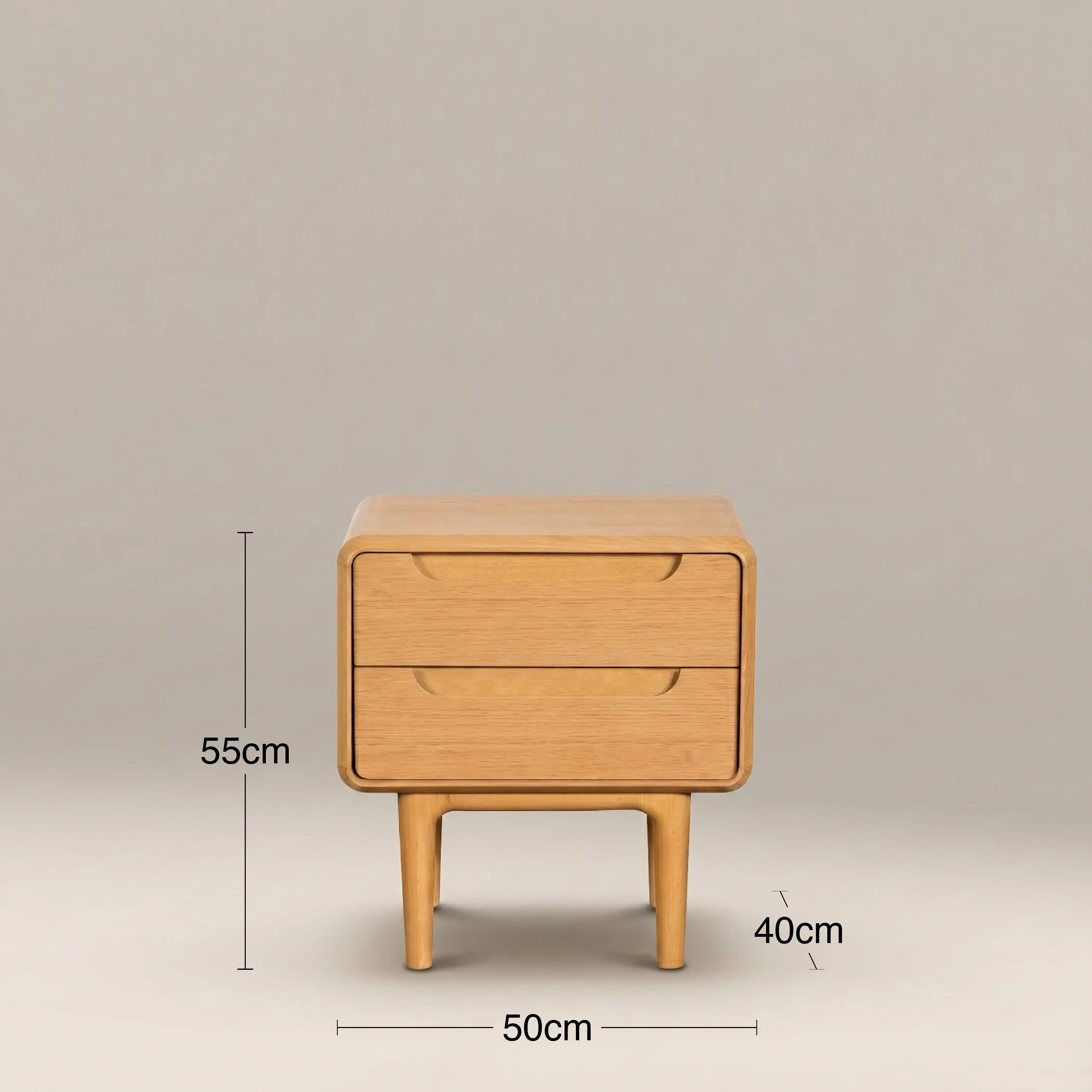 Percy 2 Drawer Rectangle Bedside Table | Oak - Image 4