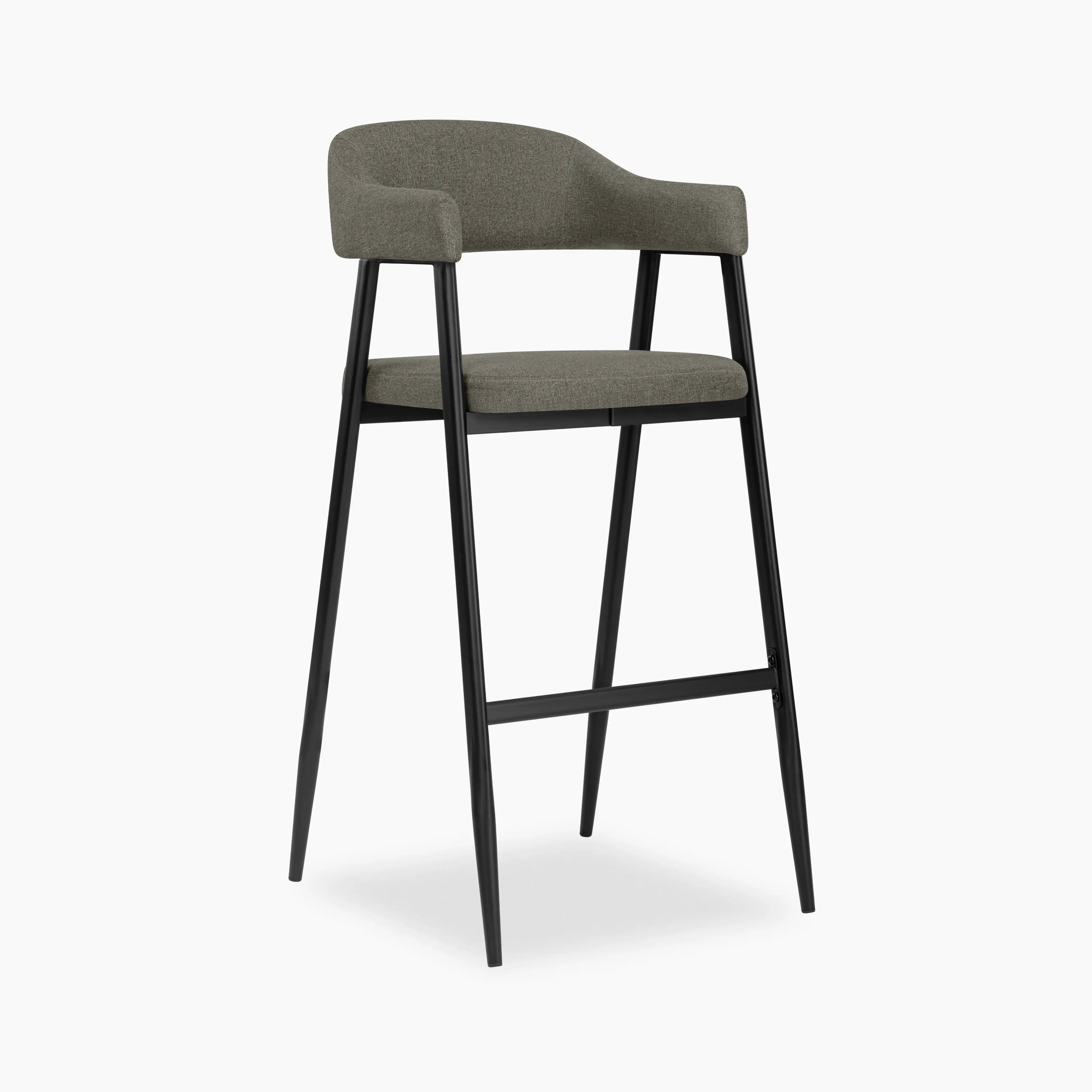 Presley Bar Stool | Speckled Grey Sustainable Fabric & Black