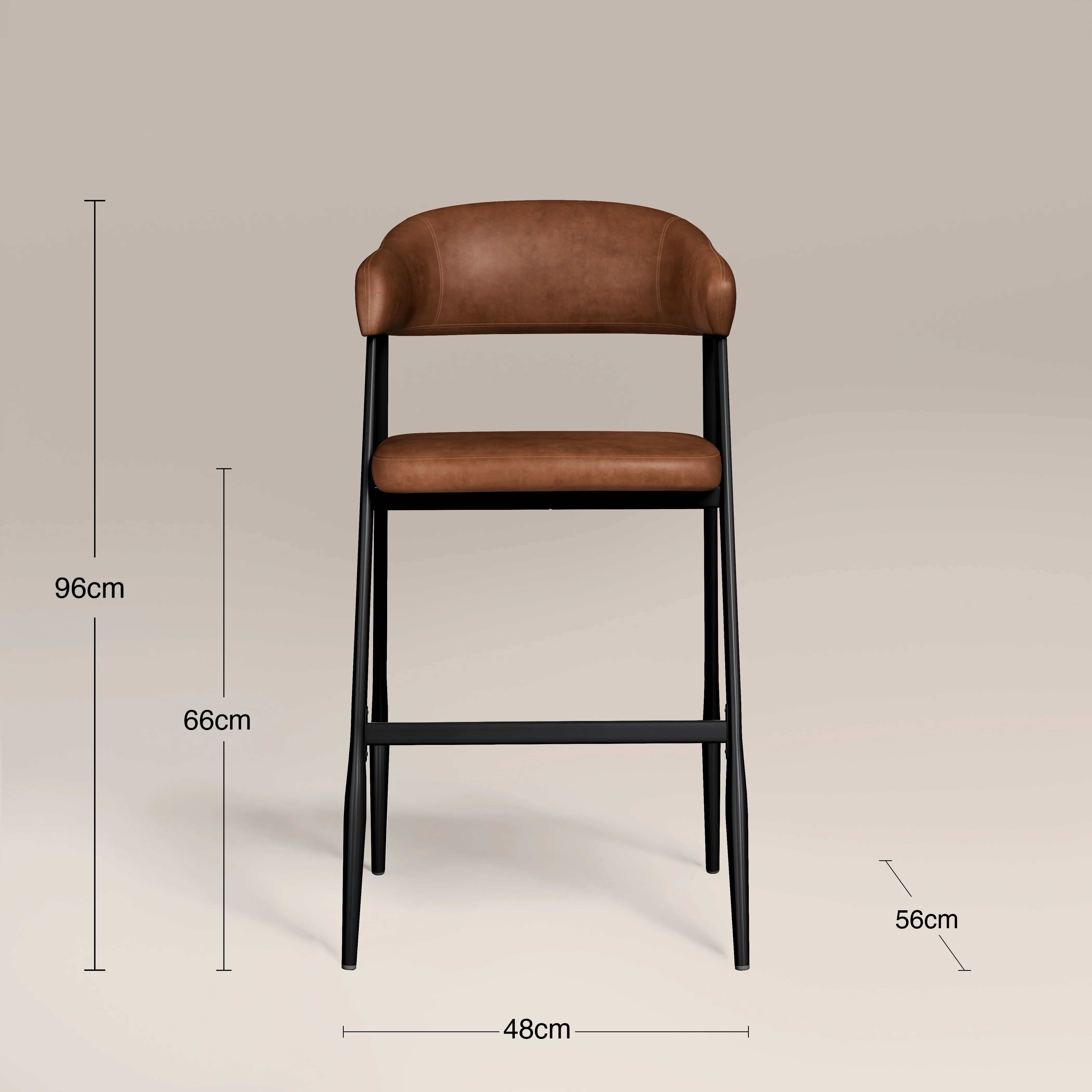 Presley Kitchen Stool | Vintage Tan Faux Leather & Black - Image 8