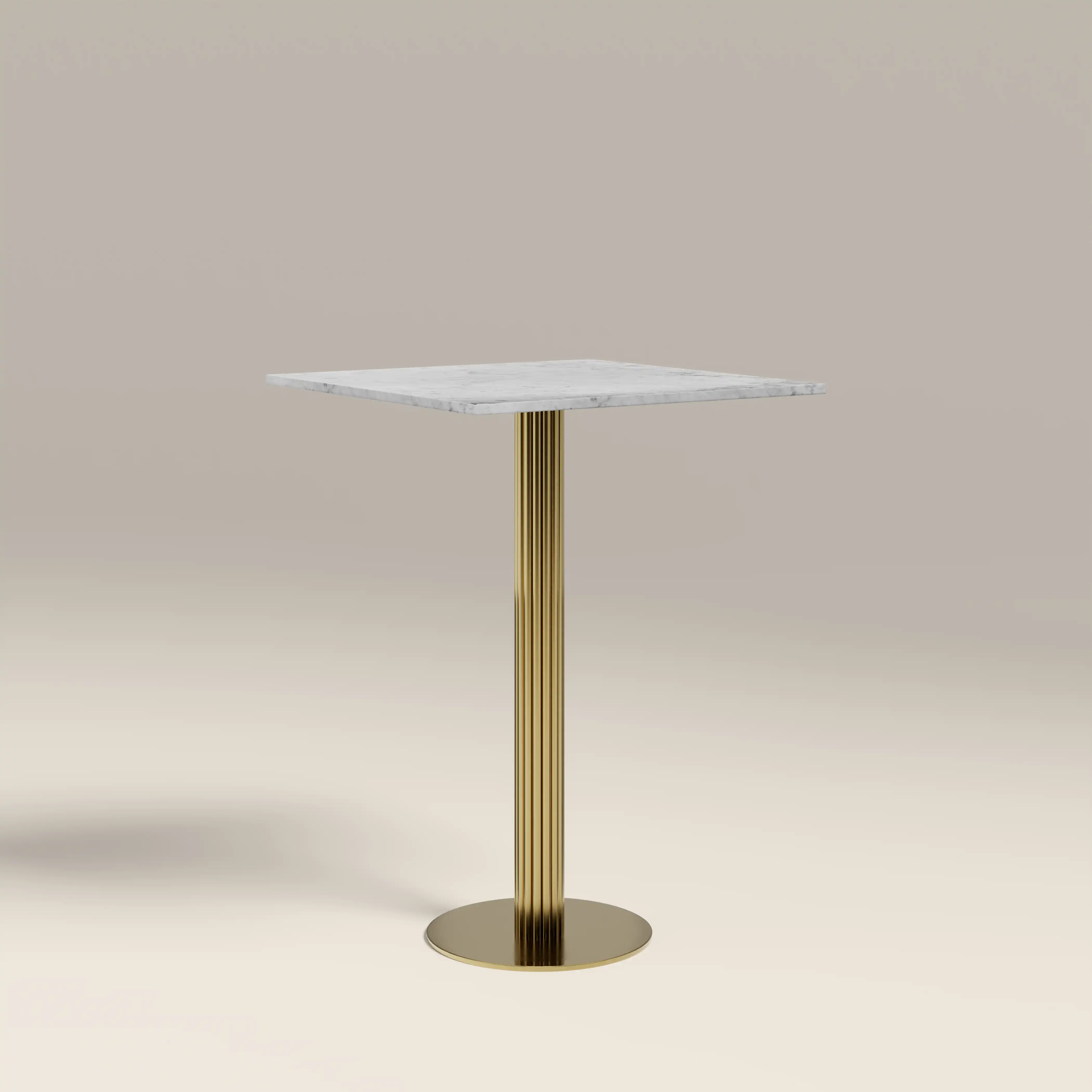 Rafferty 2 Seat Square Bar Table | White Marble & Brass