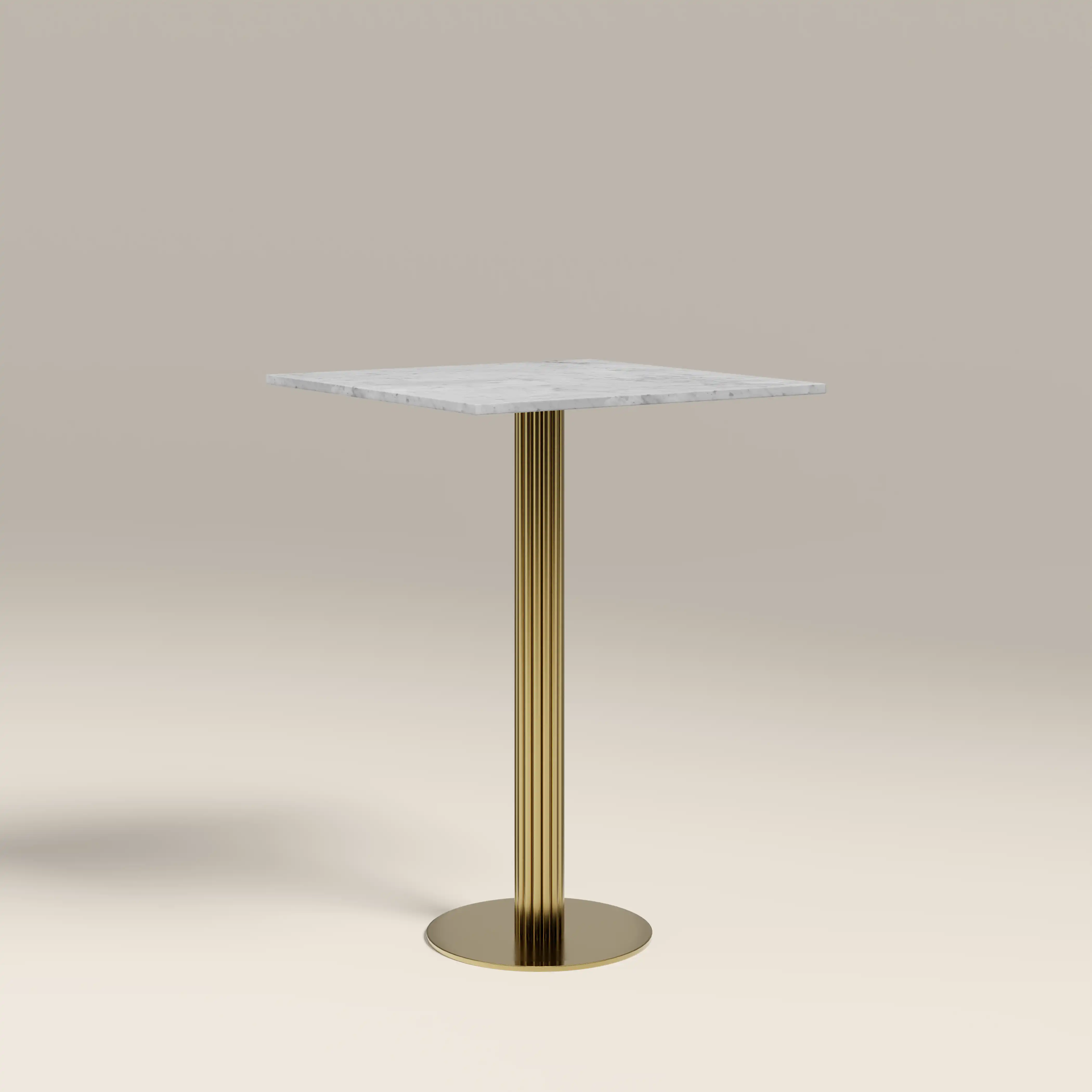 Rafferty 2 Seat Square Bar Table | White Marble & Brass - Image 3