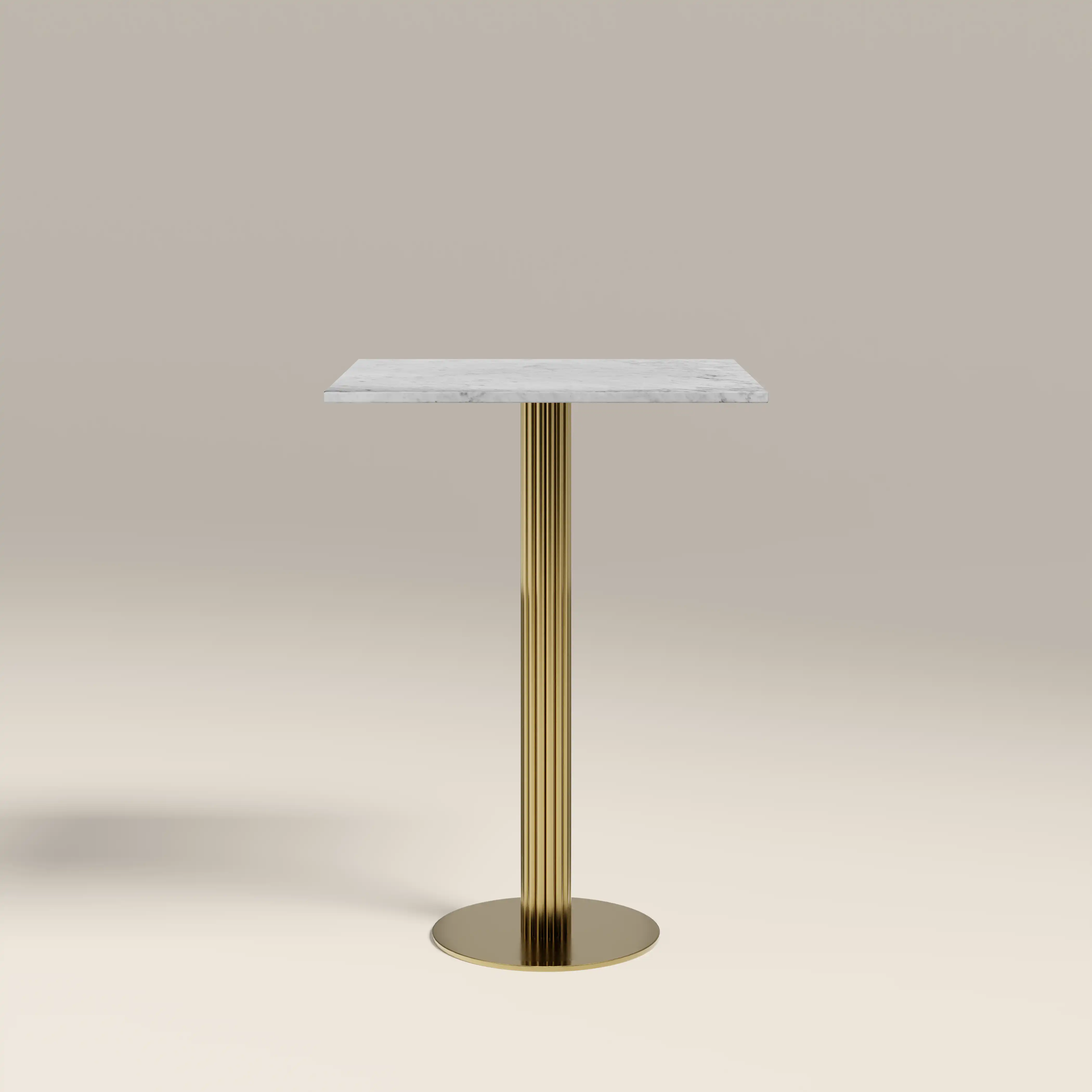 Rafferty 2 Seat Square Bar Table | White Marble & Brass - Image 4