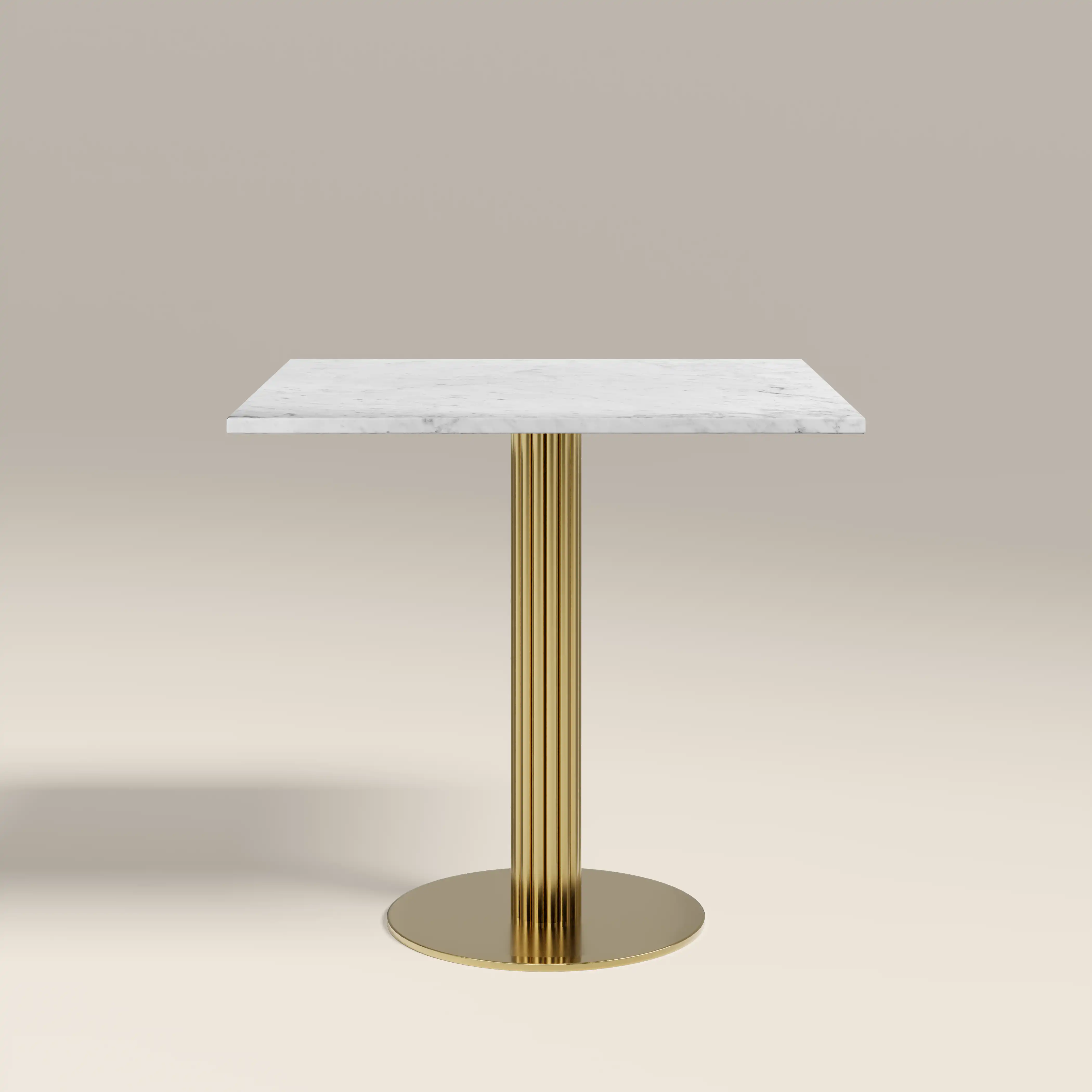 Rafferty 2 Seat Square Bar Table | White Marble & Brass - Image 5