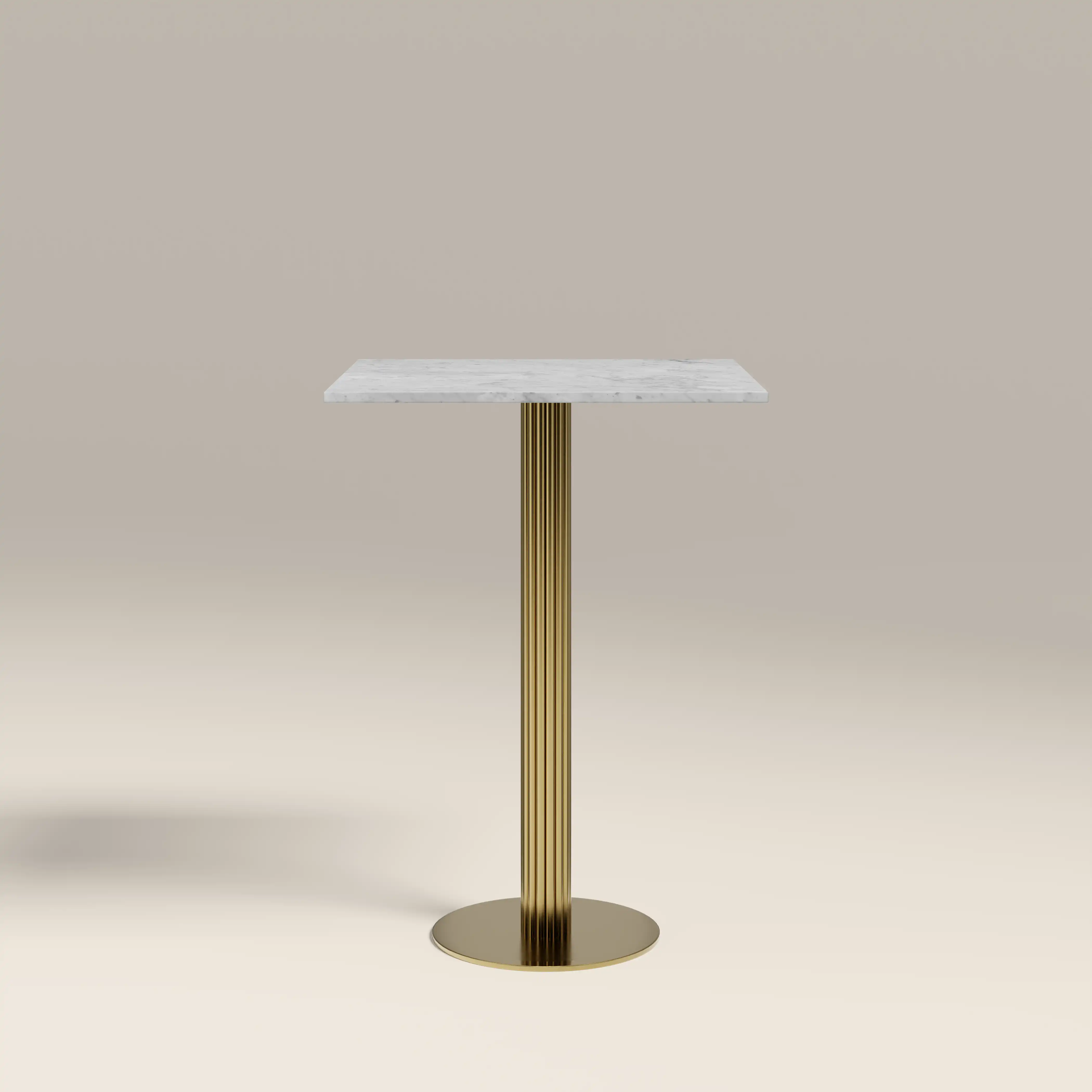 Rafferty 2 Seat Square Bar Table | White Marble & Brass - Image 6