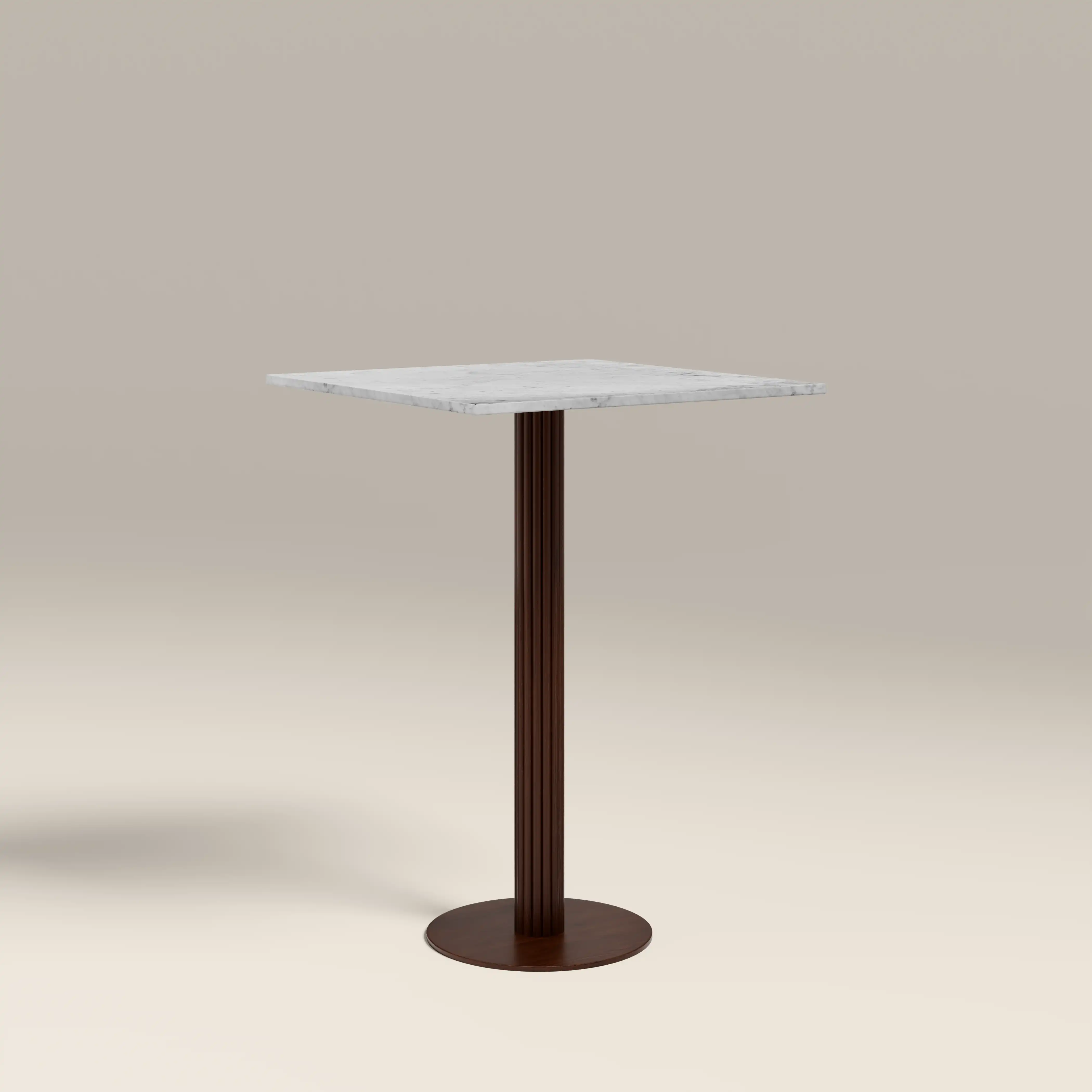 Rafferty 2 Seat Square Bar Table | White Marble & Walnut