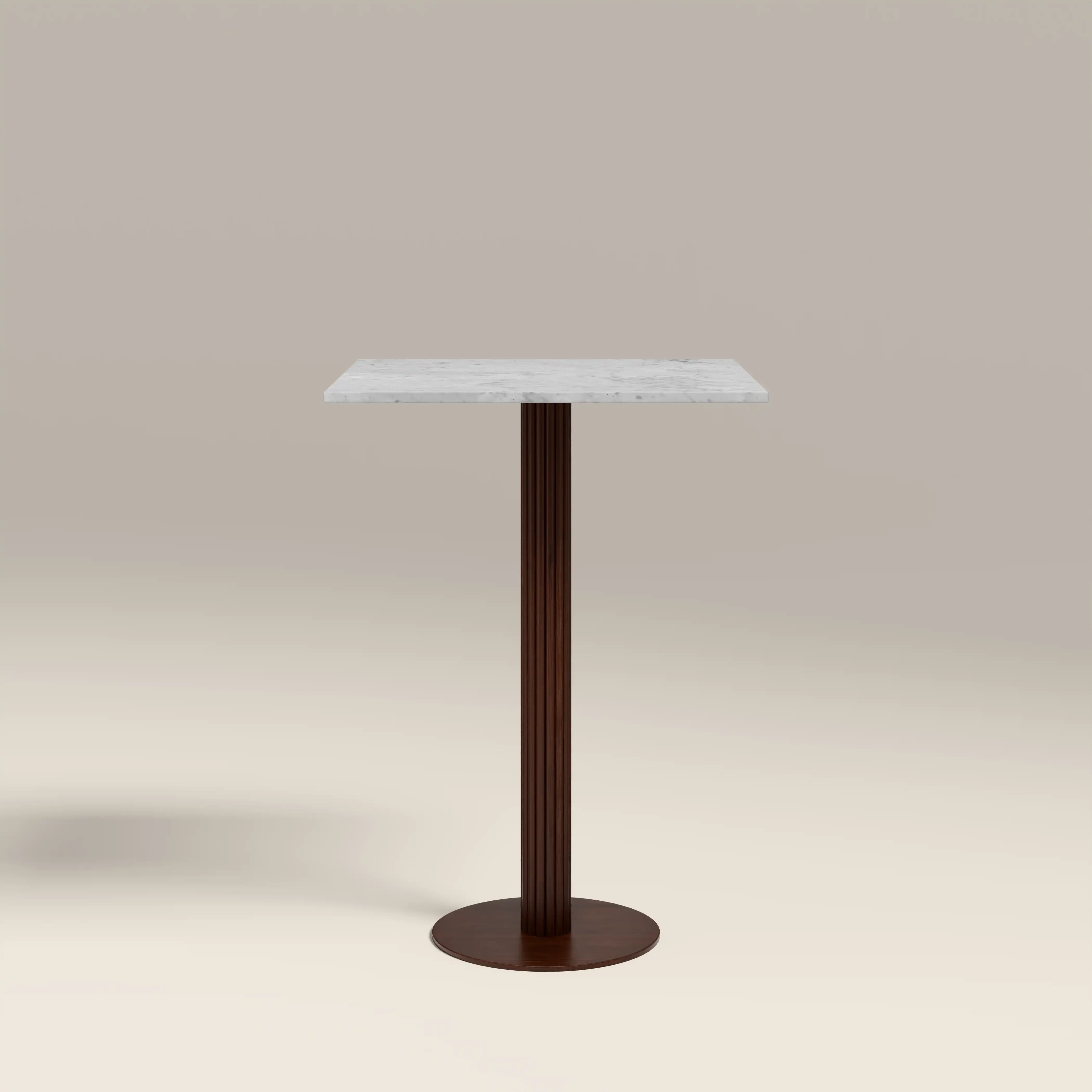 Rafferty 2 Seat Square Bar Table | White Marble & Walnut - Image 2