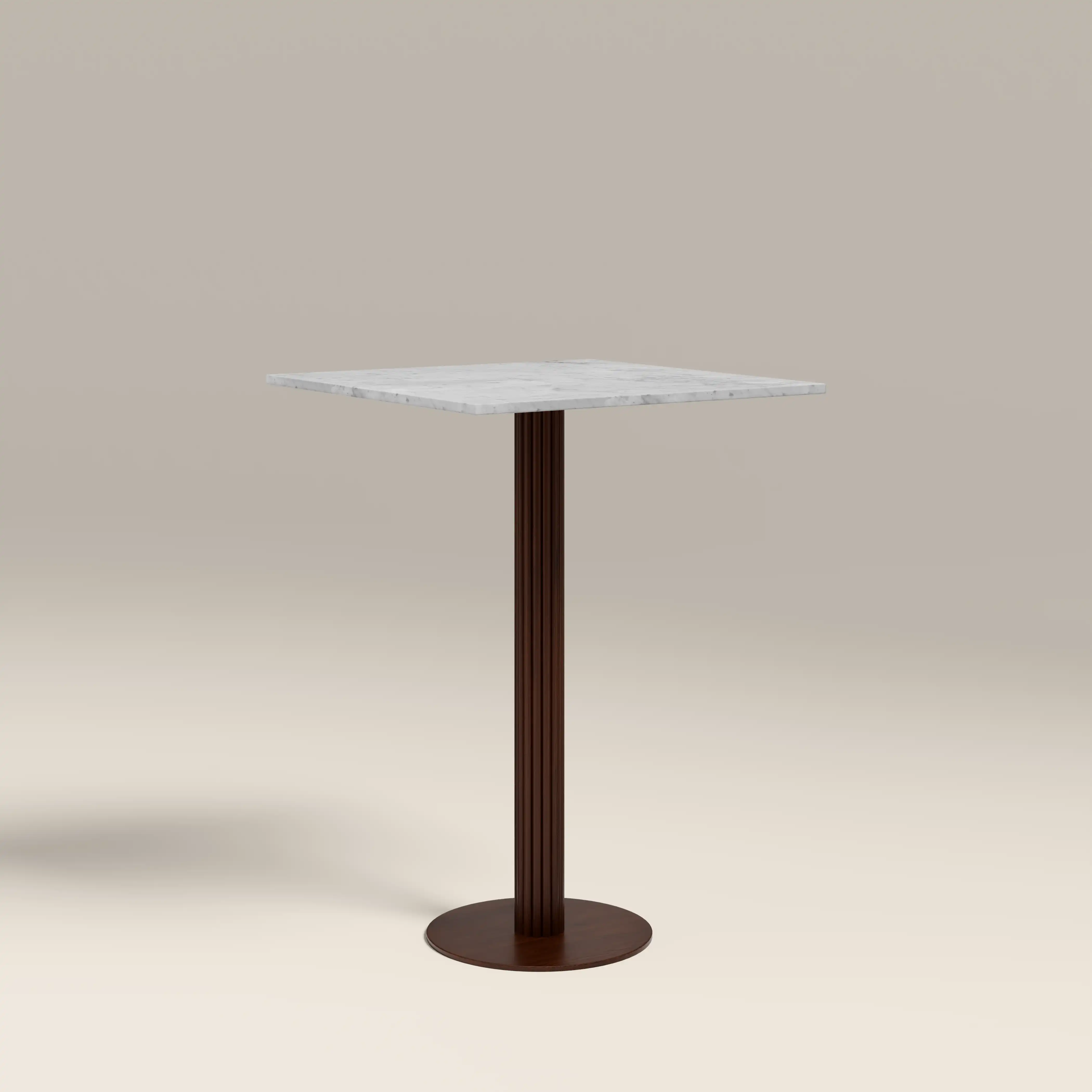 Rafferty 2 Seat Square Bar Table | White Marble & Walnut - Image 6
