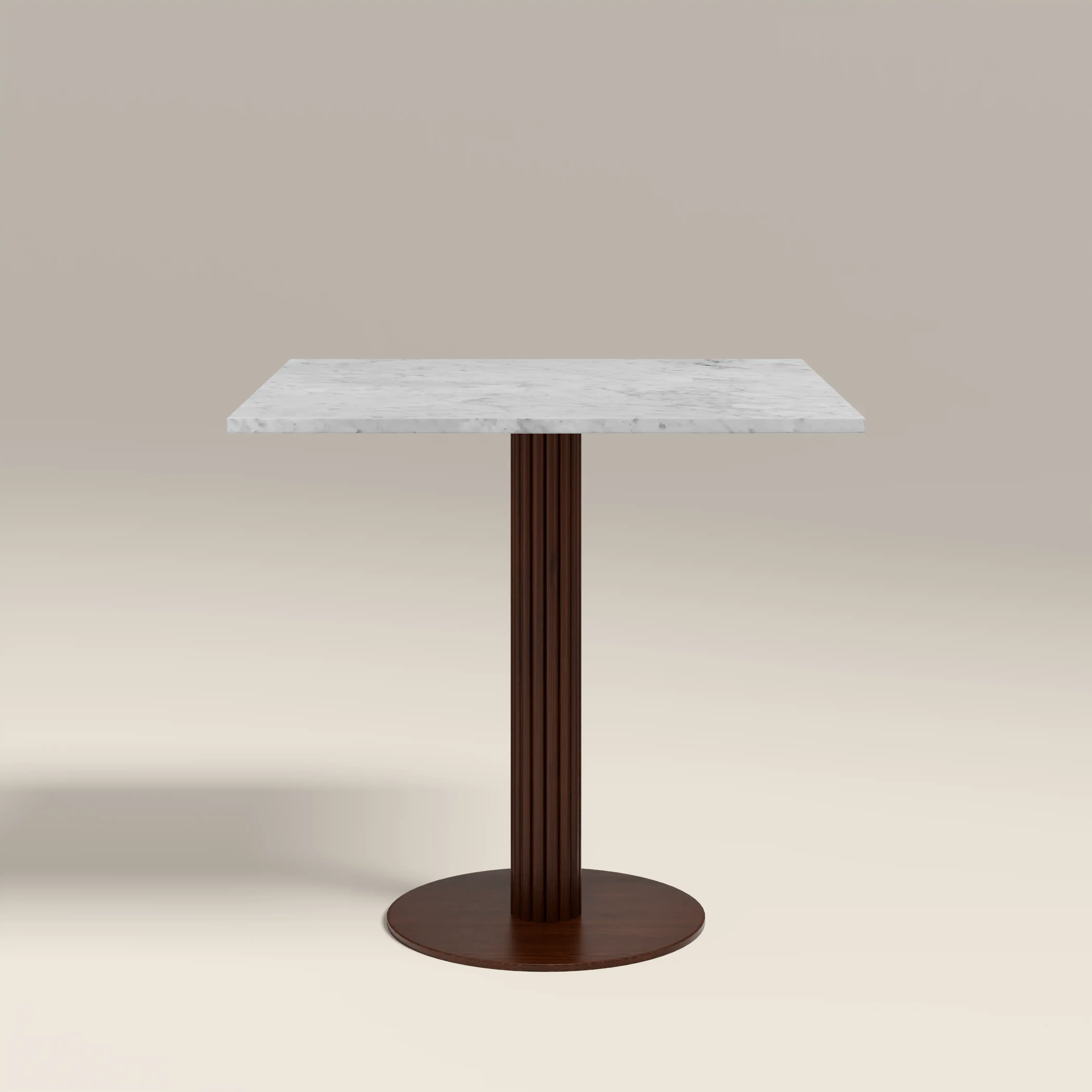 Rafferty 2 Seat Square Cafe Table | White Marble & Walnut - Image 4