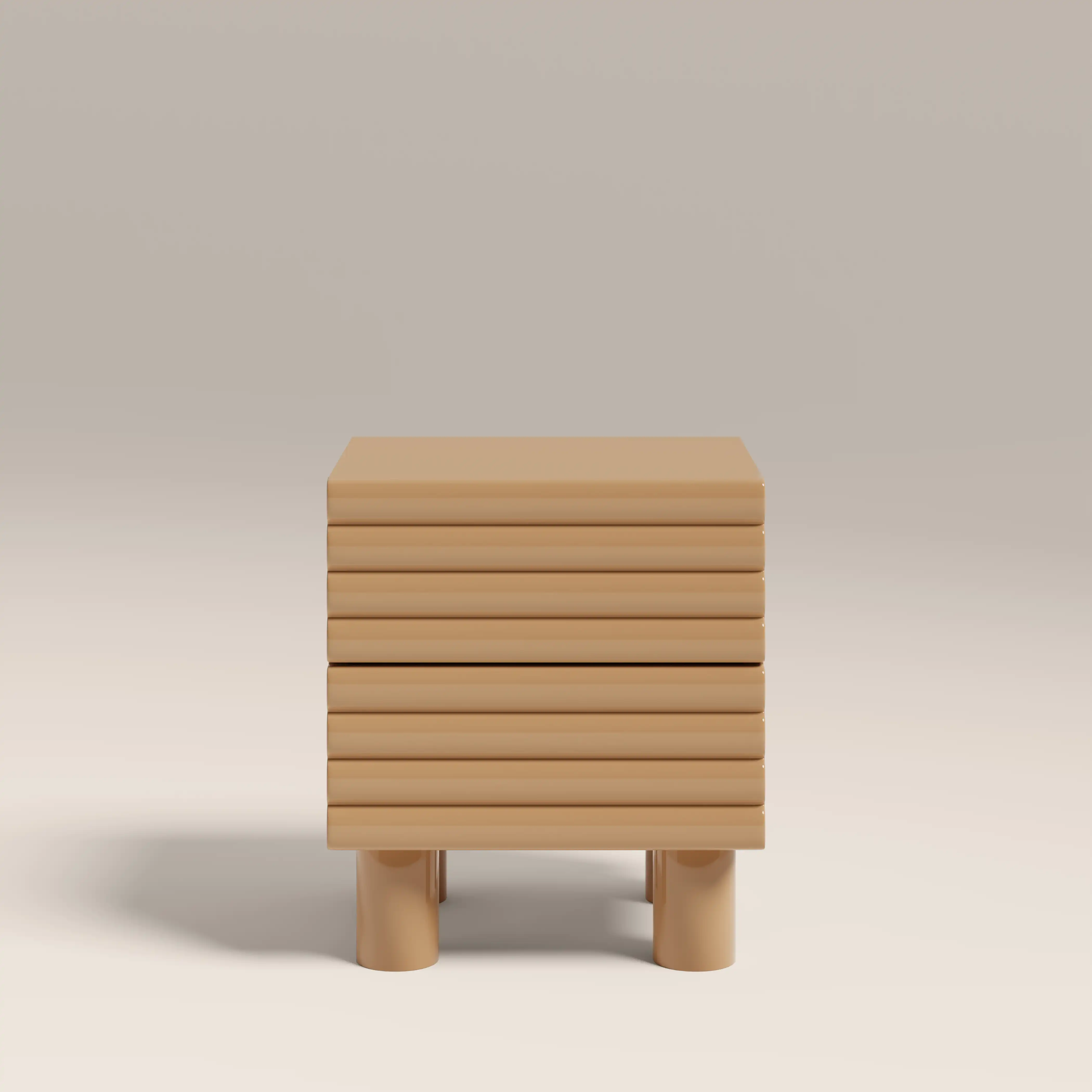 Raphael 2 Drawer Bedside Table | High Gloss Taupe