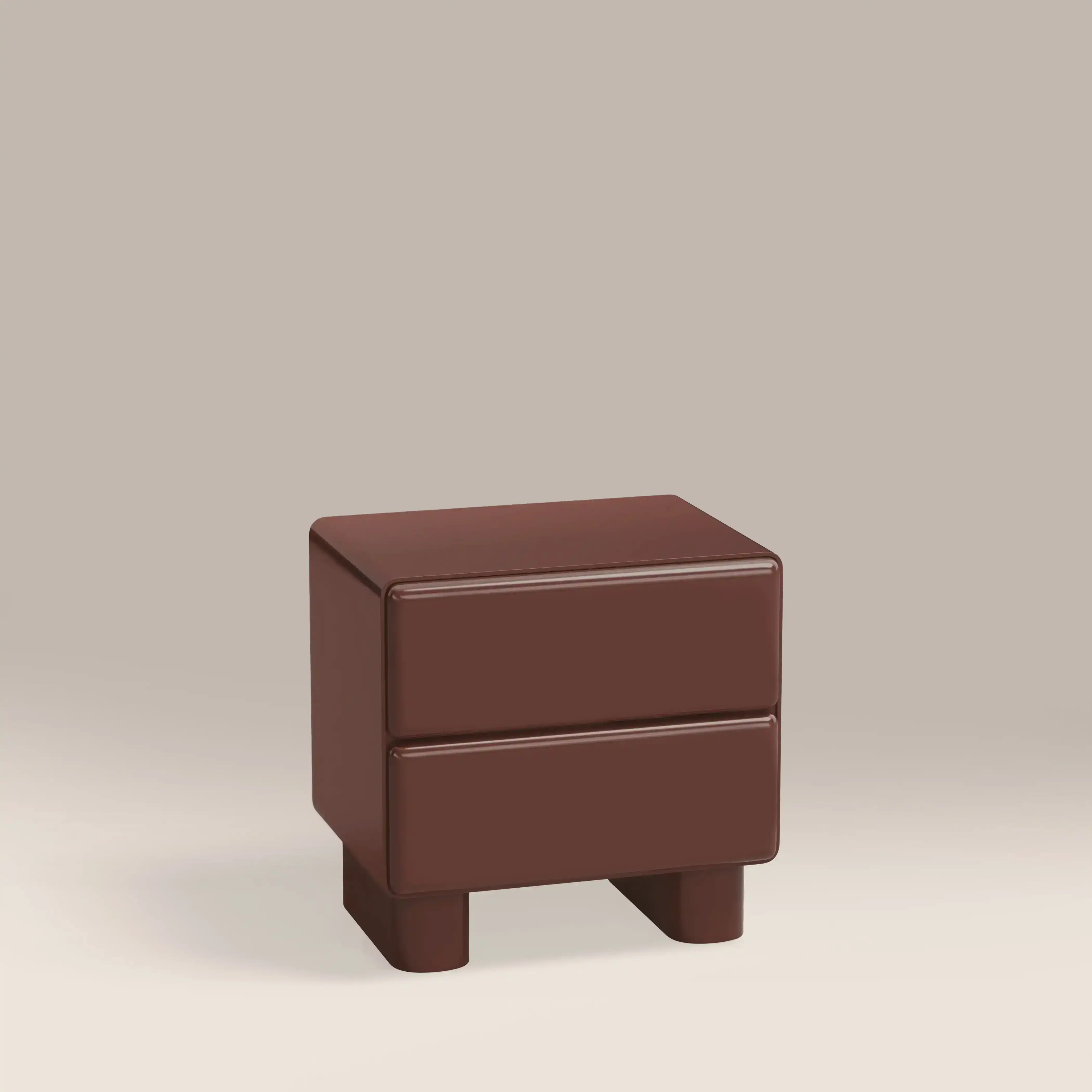Roanne 2 Drawer Bedside Table | High Gloss Burgundy - Image 2