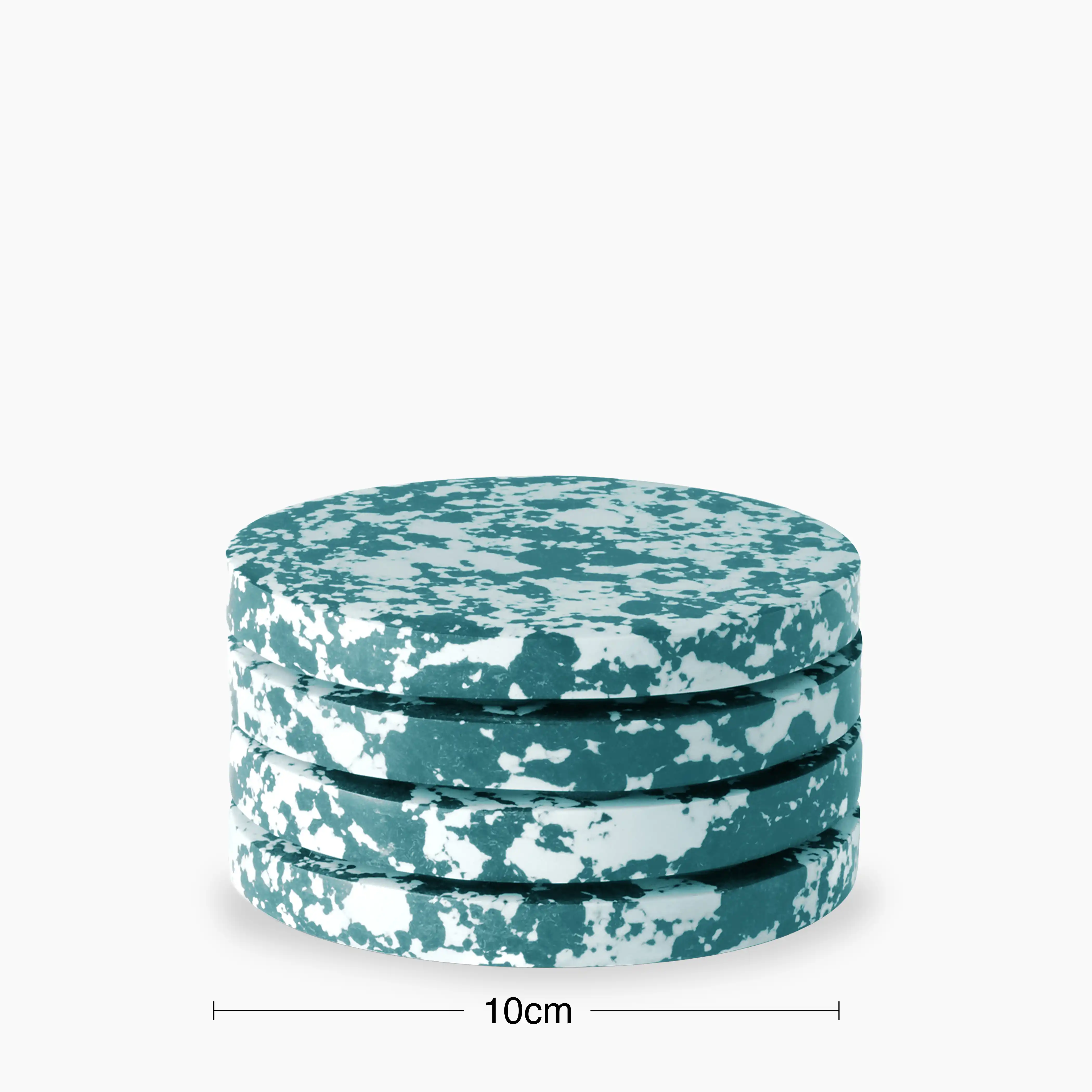 Rock Set of 4 Round Coasters | Forest Green & White - Image 4