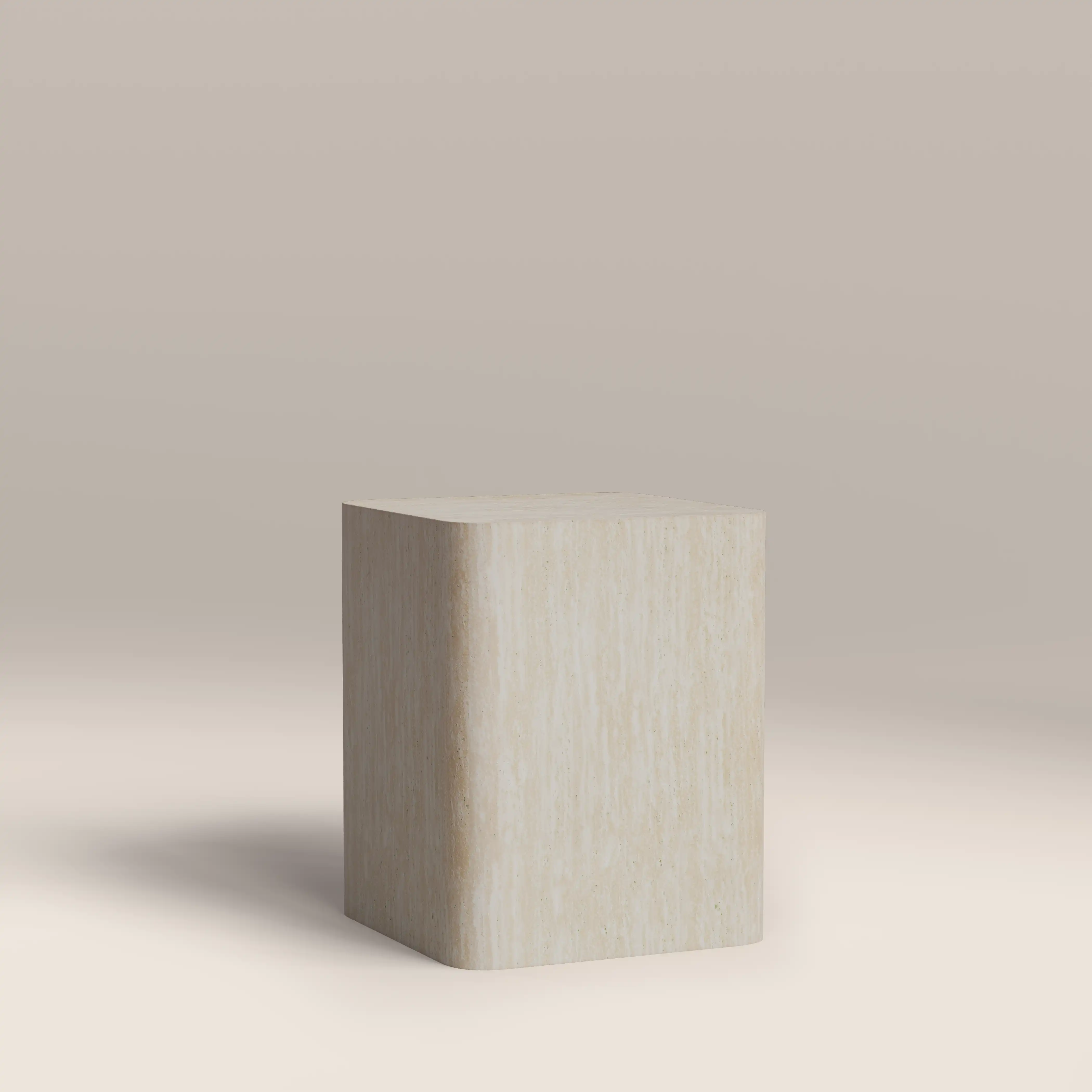 Sabel Square Side Table | Natural Travertine Effect - Image 2