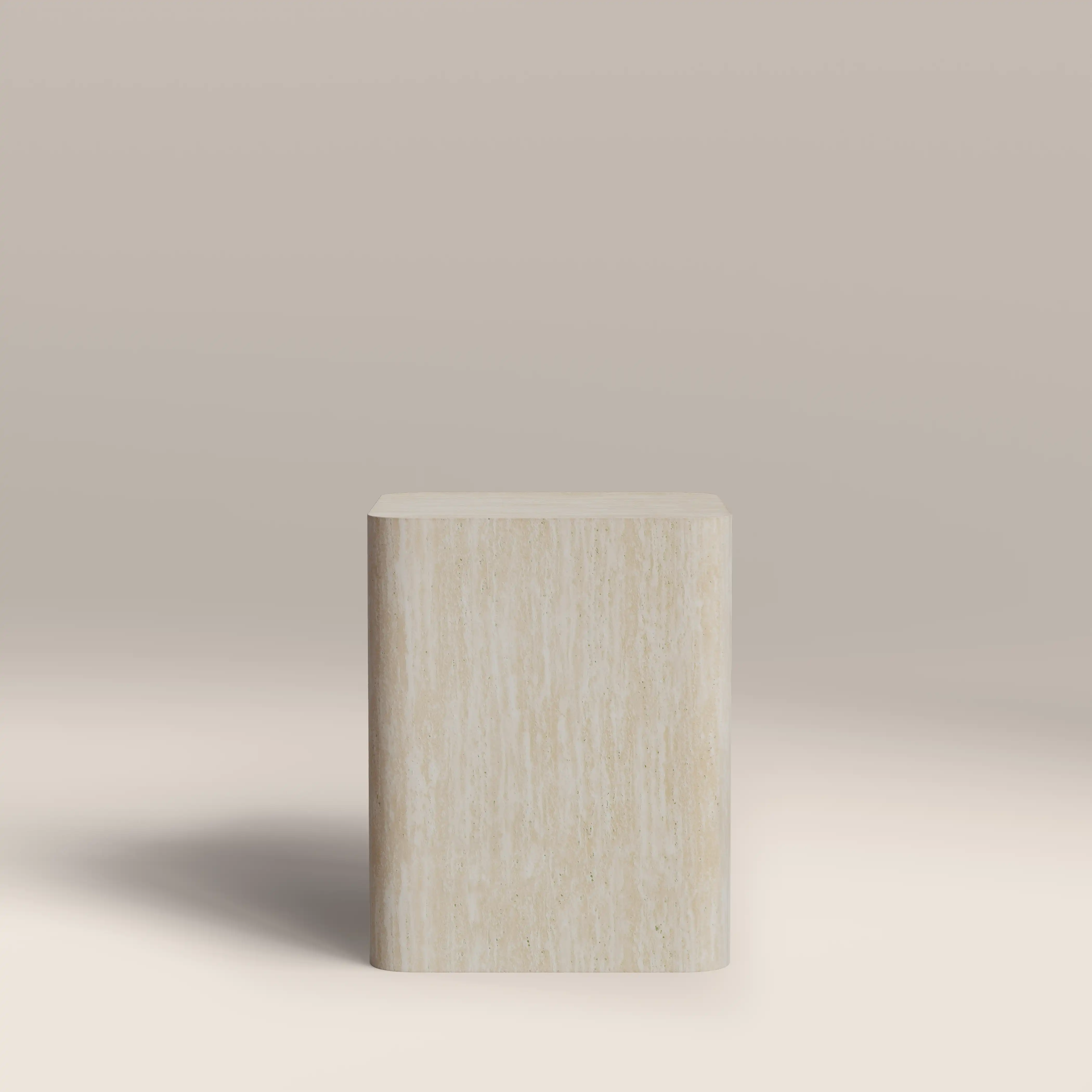 Sabel Square Side Table | Natural Travertine Effect - Image 4