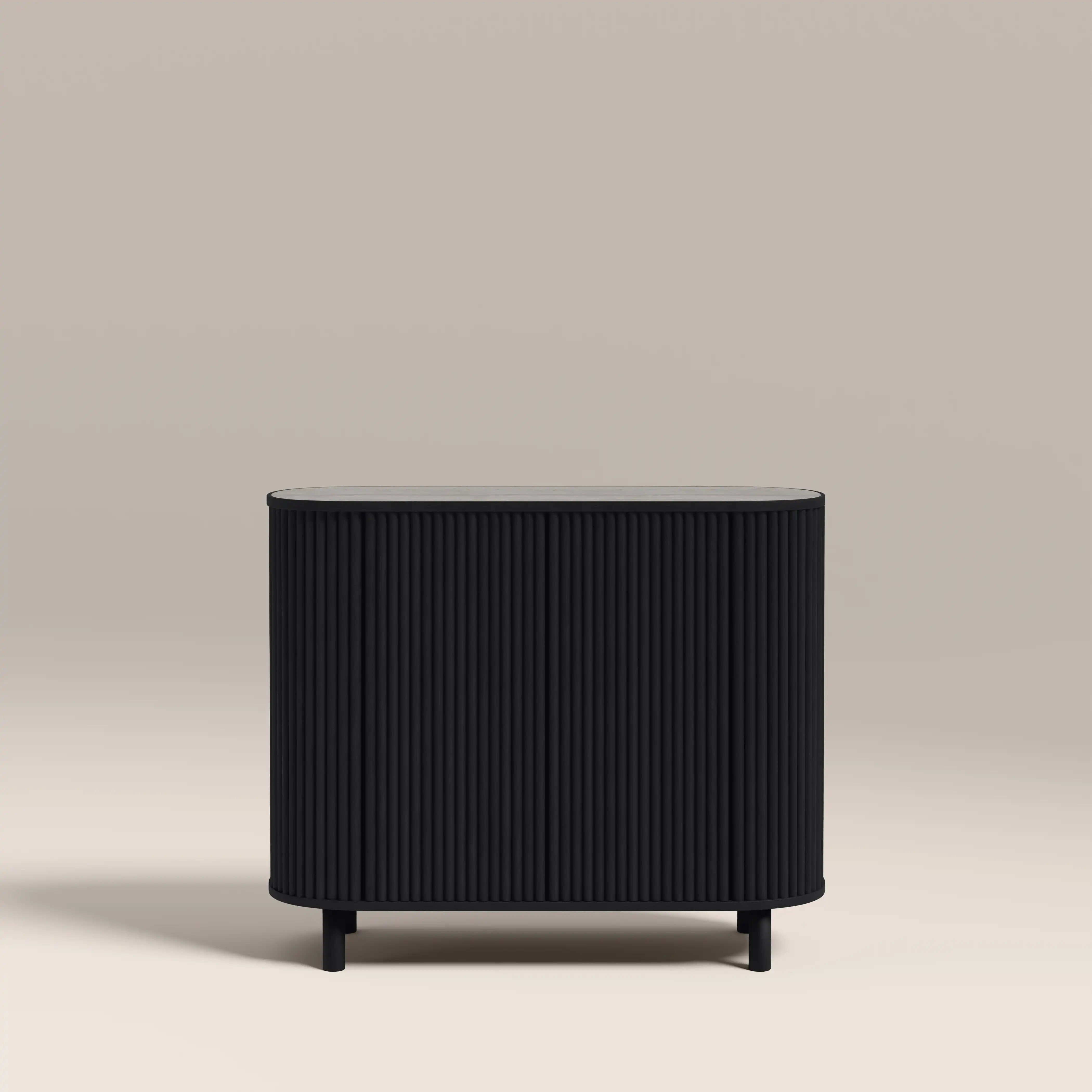 Santana Sideboard | Smoked Grey Travertine Effect Sintered Stone & Black - Image 2