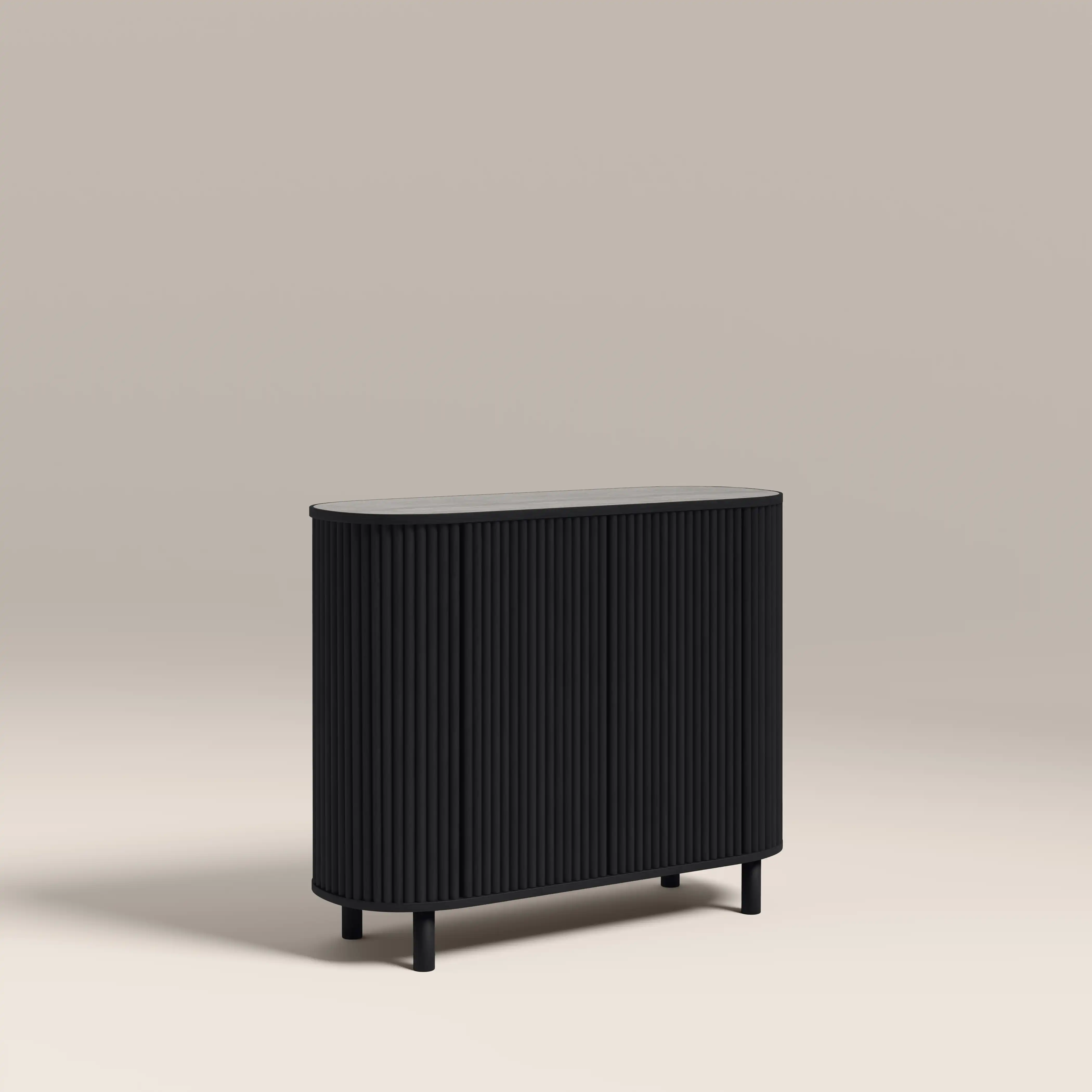 Santana Sideboard | Smoked Grey Travertine Effect Sintered Stone & Black - Image 3