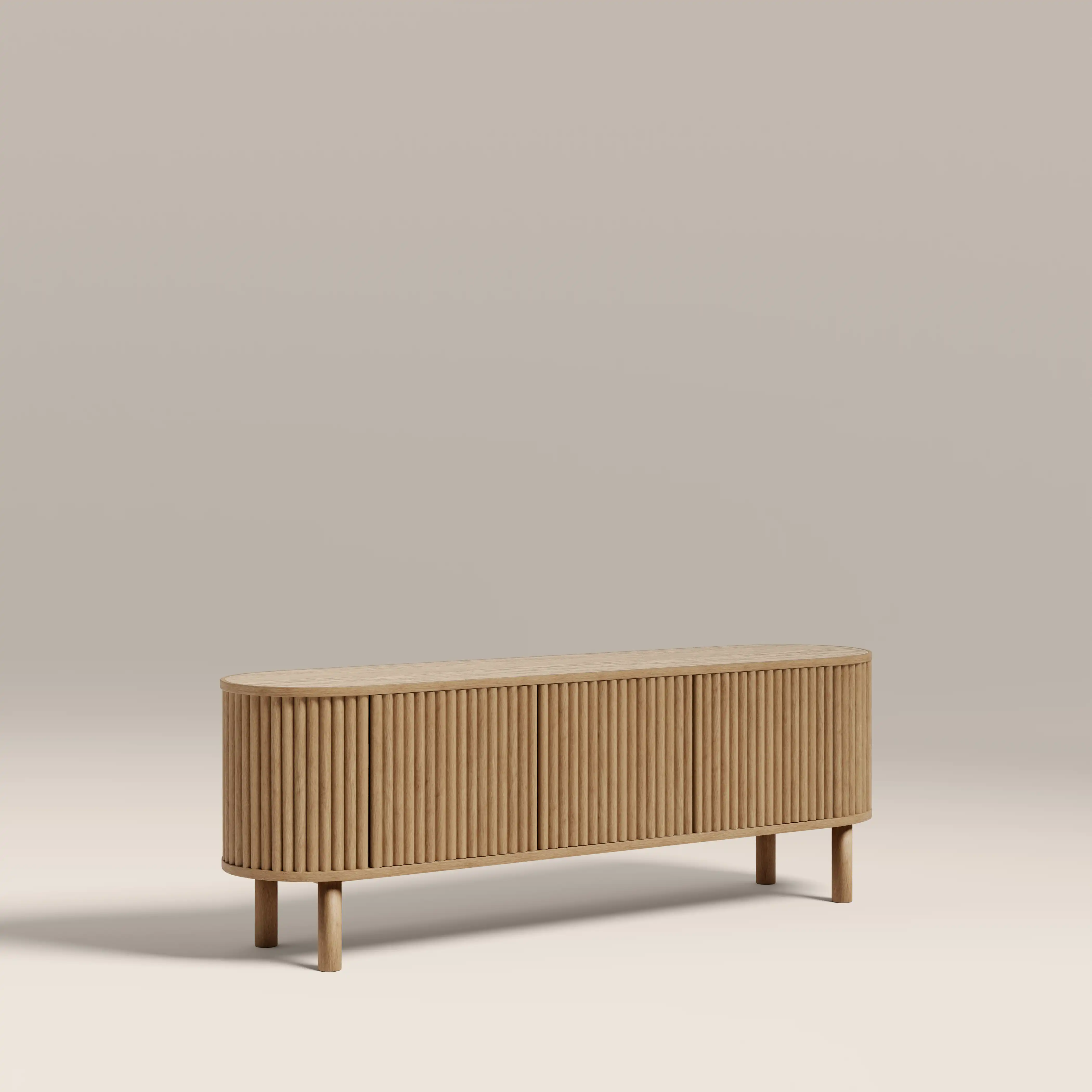 Santana TV Stand | Natural Travertine Effect Sintered Stone & Oak - Image 3