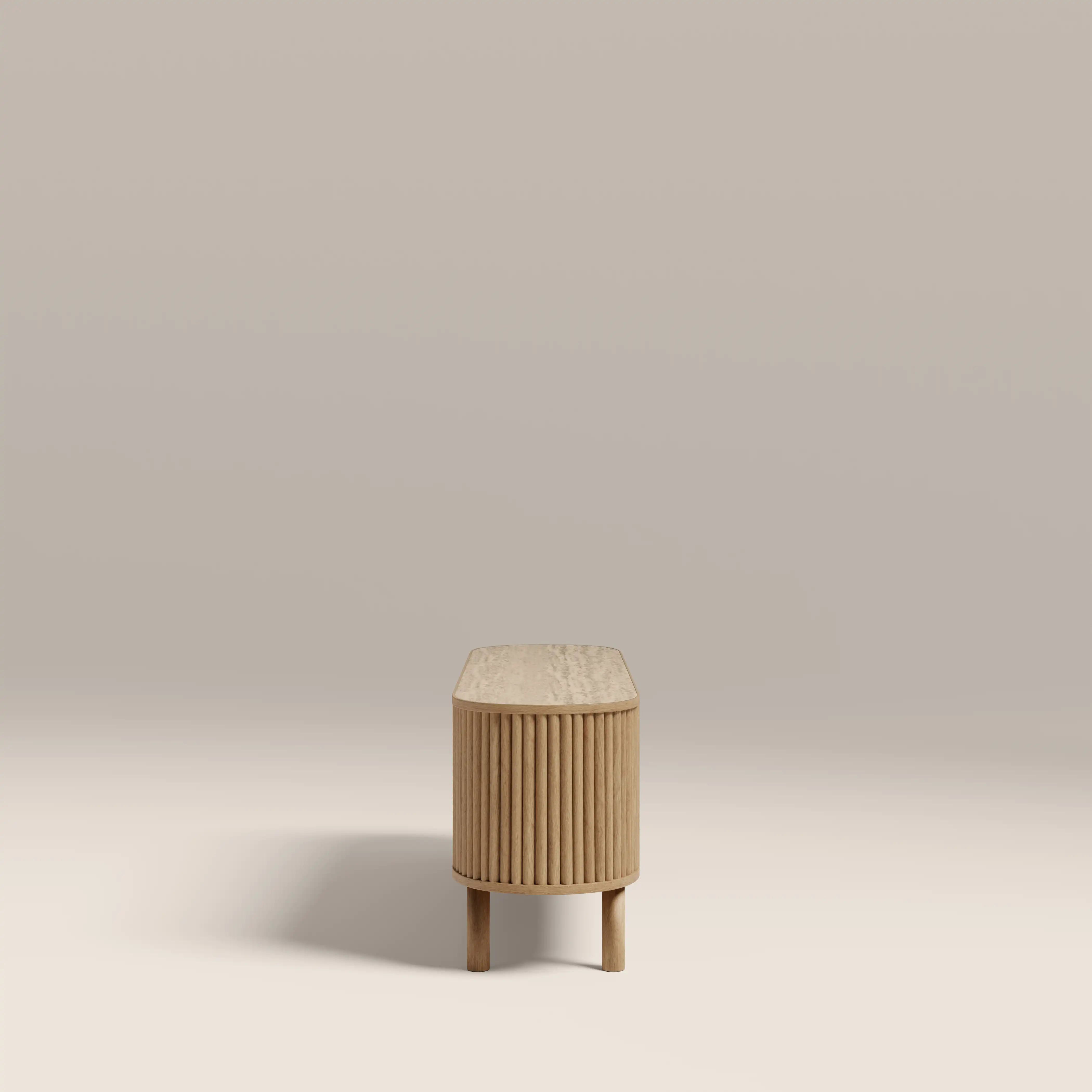 Santana TV Stand | Natural Travertine Effect Sintered Stone & Oak - Image 7