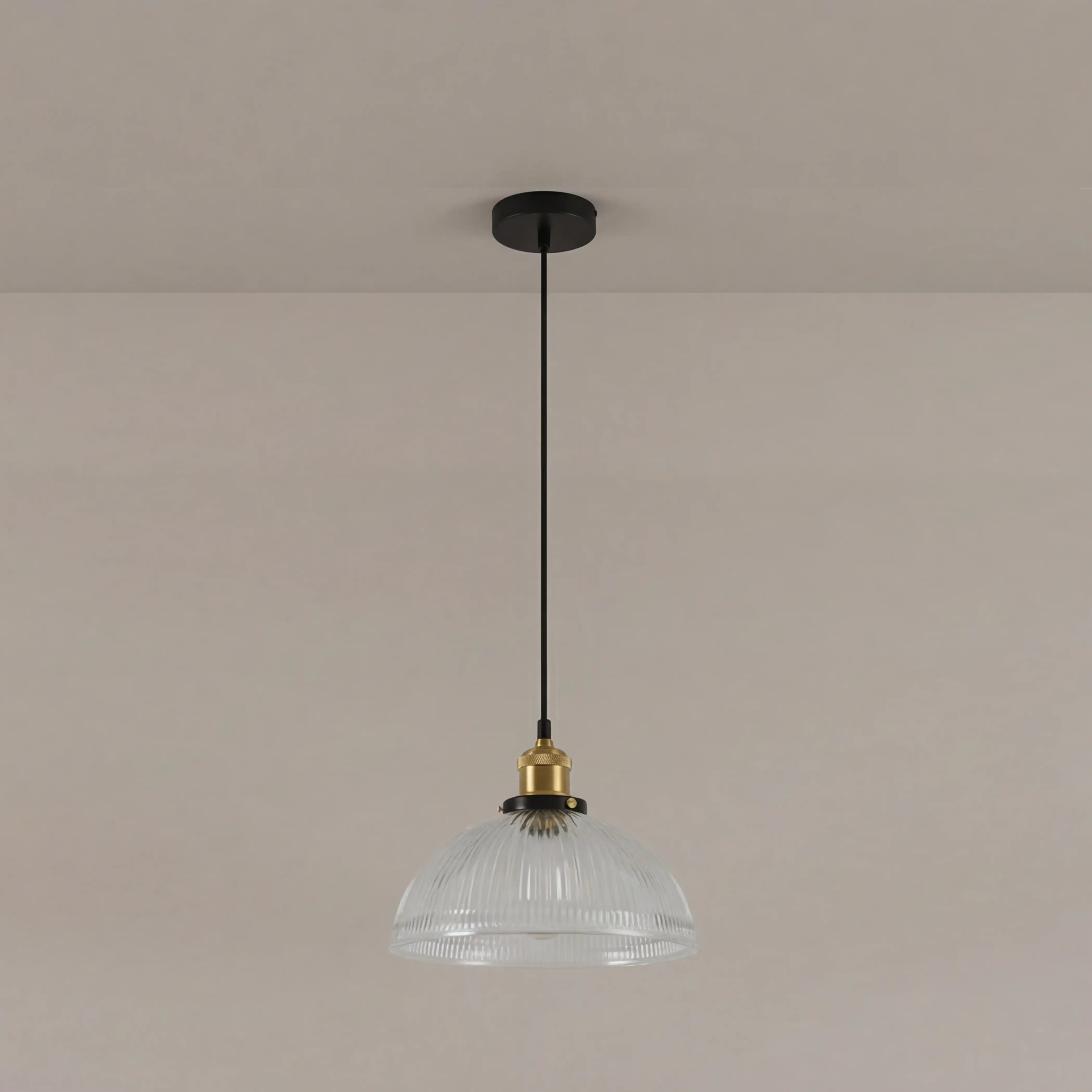 Sierra Ribbed Pendant Light | Ribbed Glass & Antique Brass - Image 4