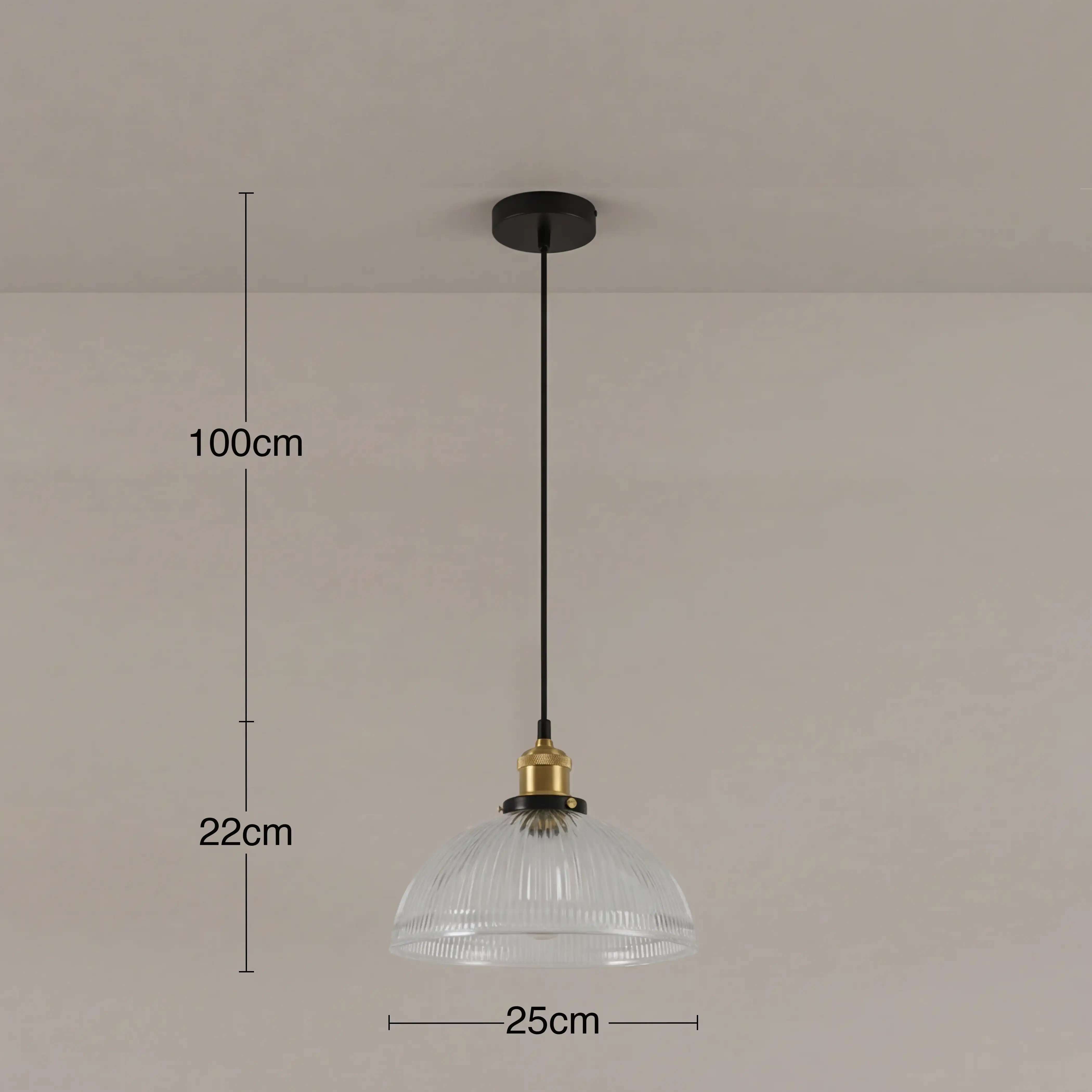 Sierra Ribbed Pendant Light | Ribbed Glass & Antique Brass - Image 6