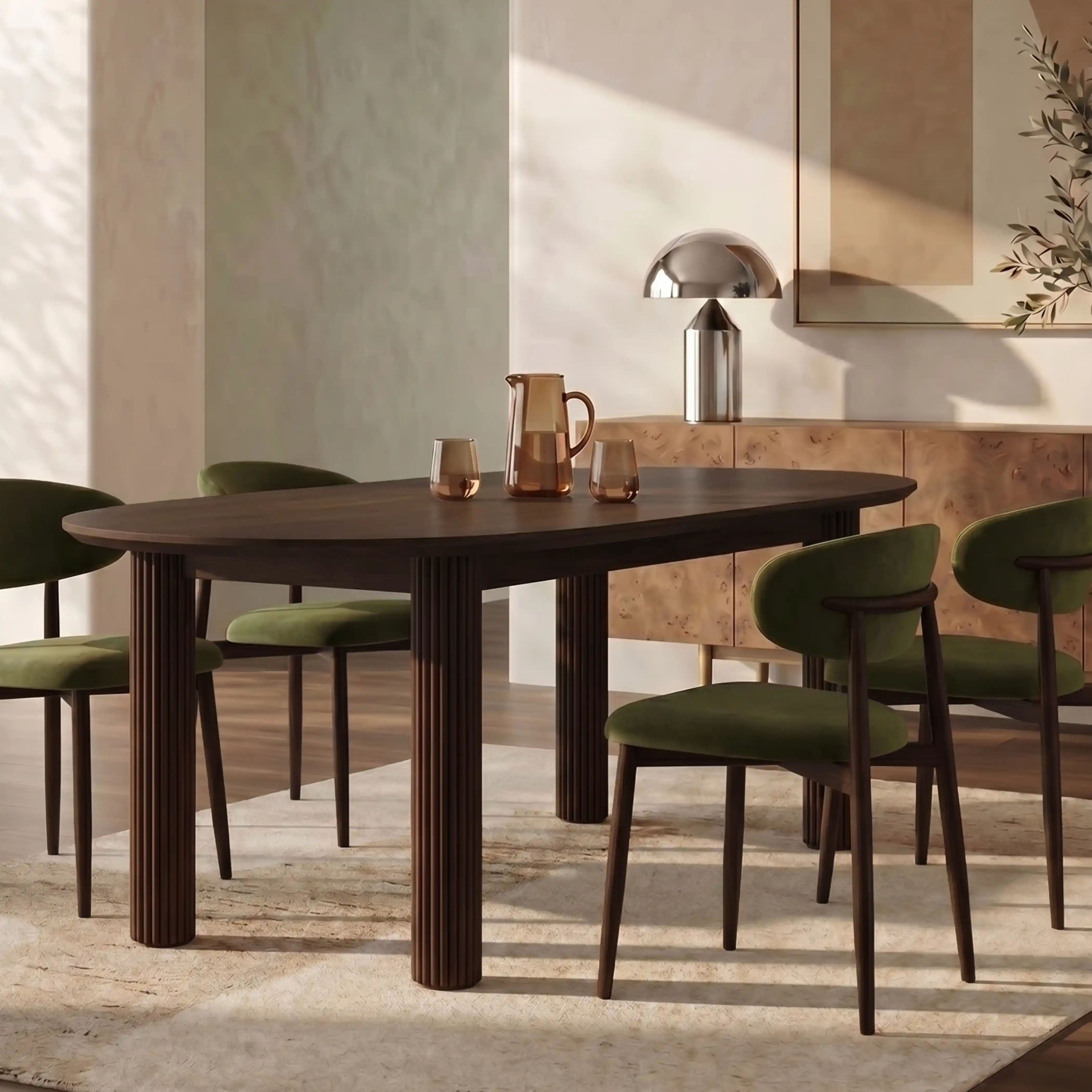 Skylar 6-8 Seat Oval Extendable Wooden Dining Table | Walnut