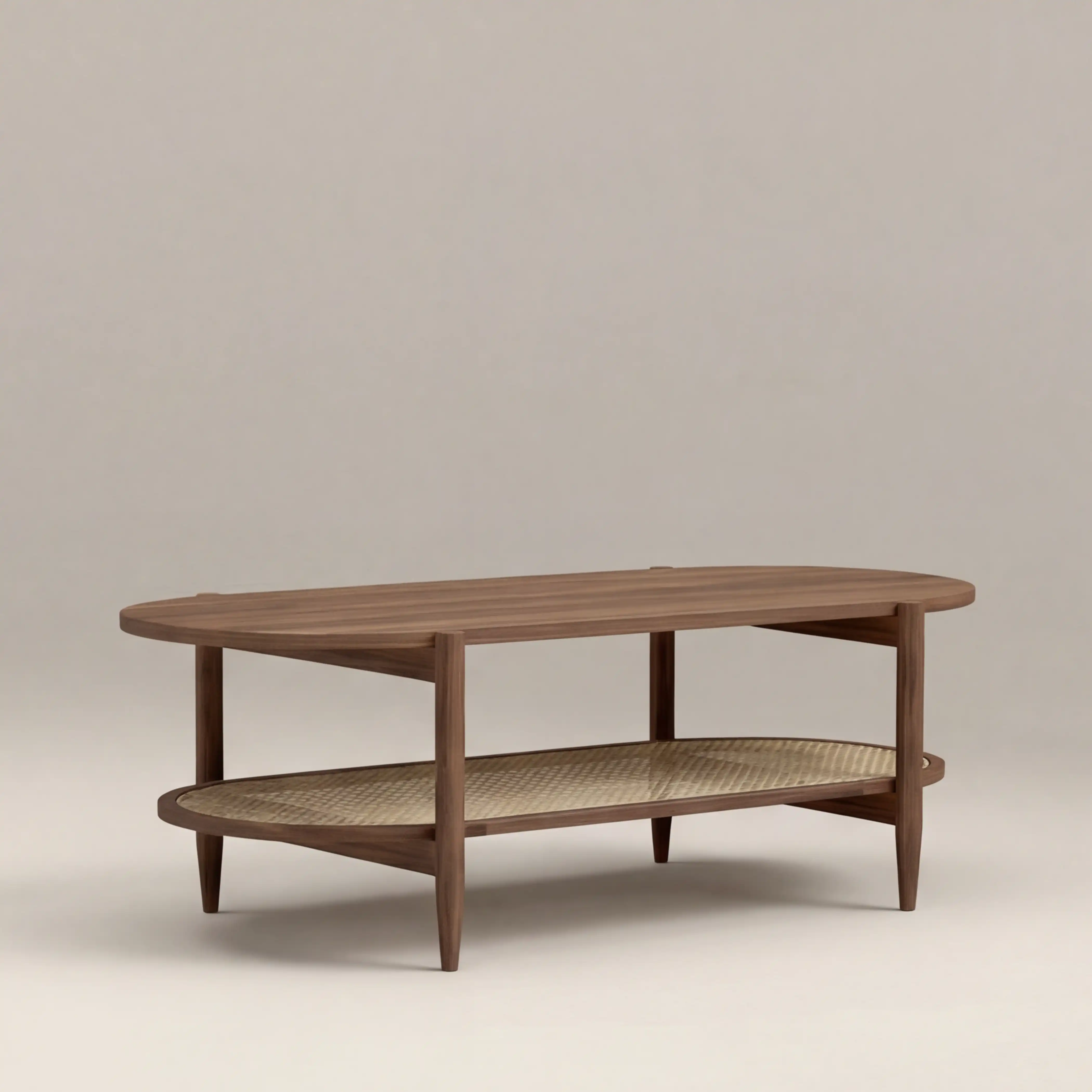 Soller Oval Wooden Coffee Table | Walnut & Natural - Image 3