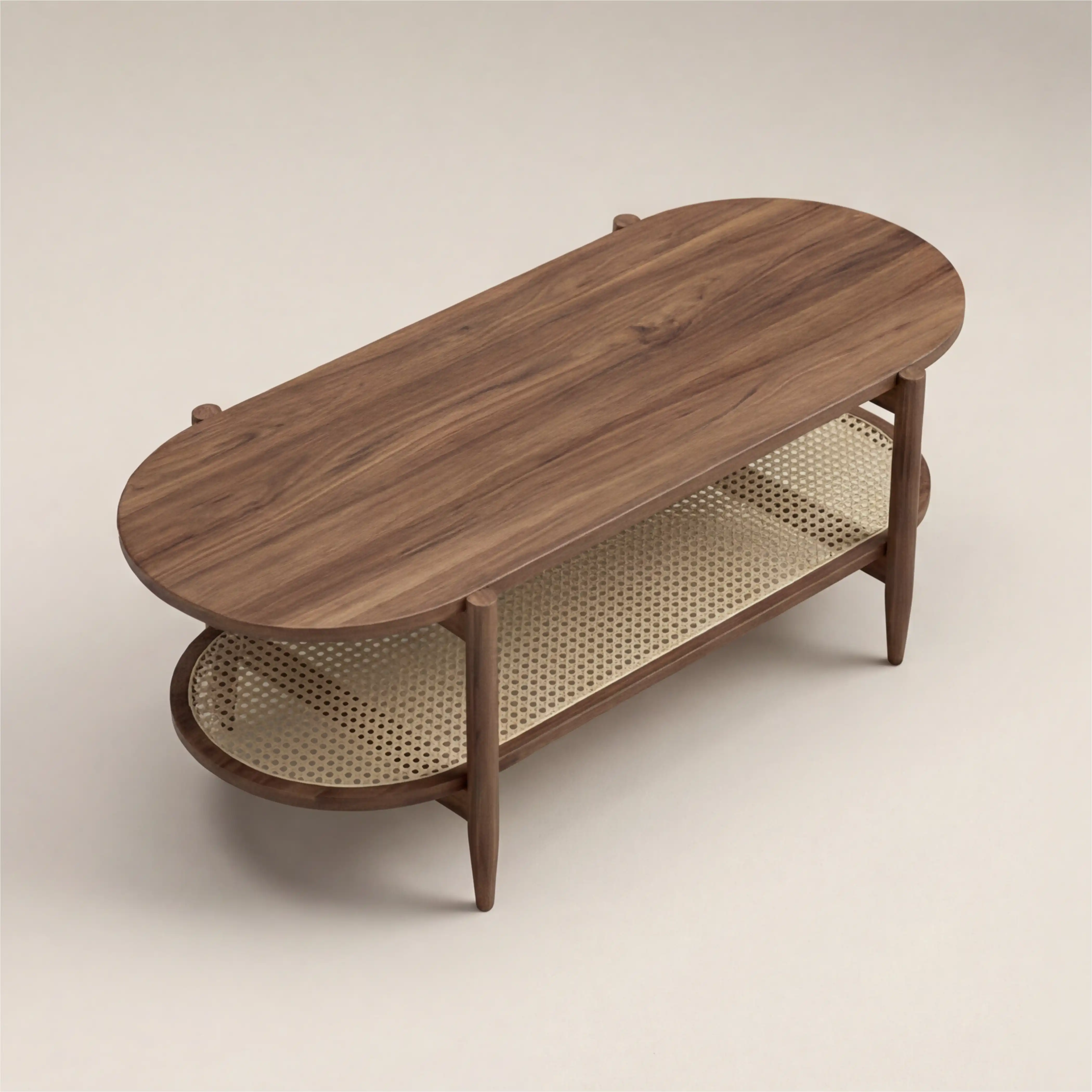 Soller Oval Wooden Coffee Table | Walnut & Natural - Image 4