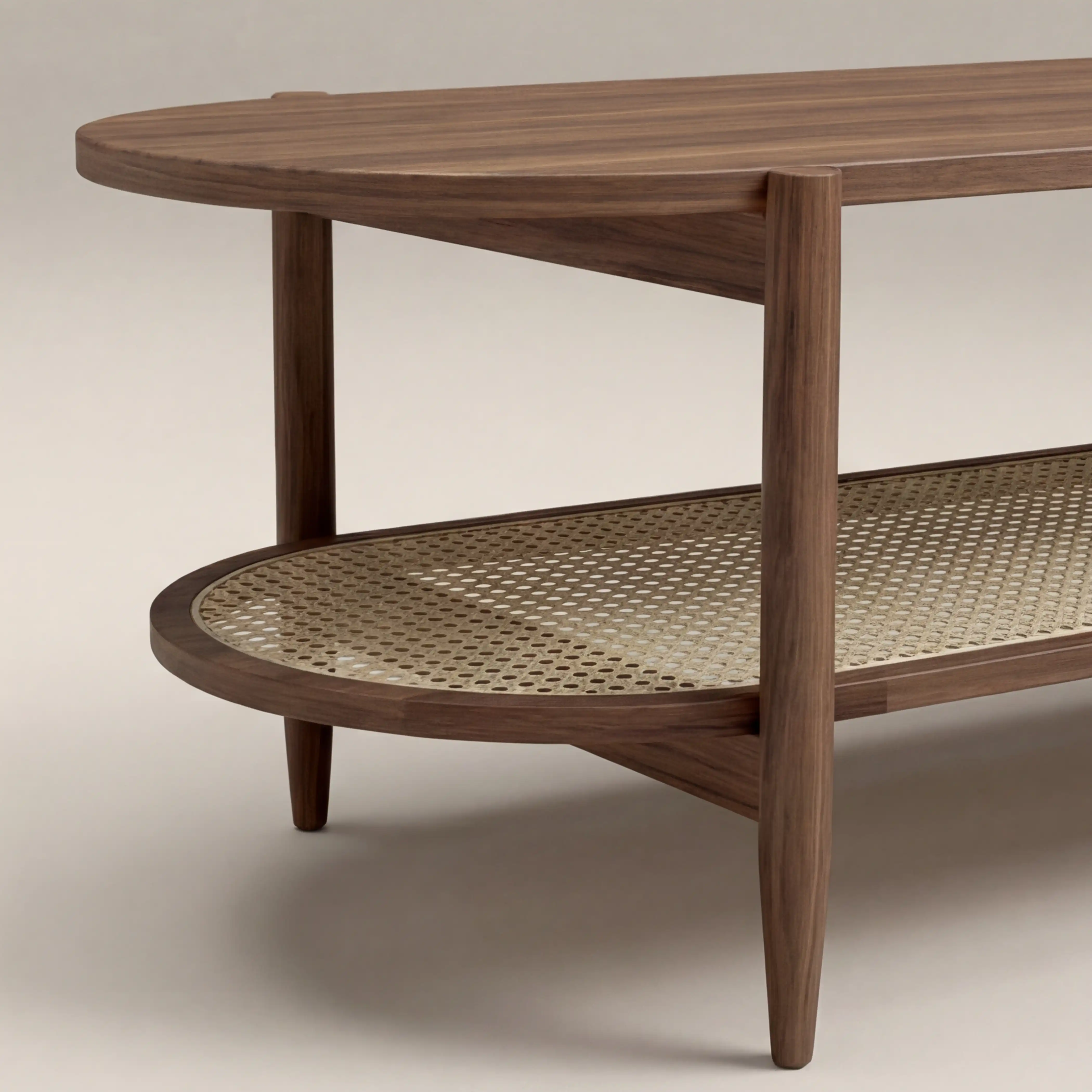 Soller Oval Wooden Coffee Table | Walnut & Natural - Image 5