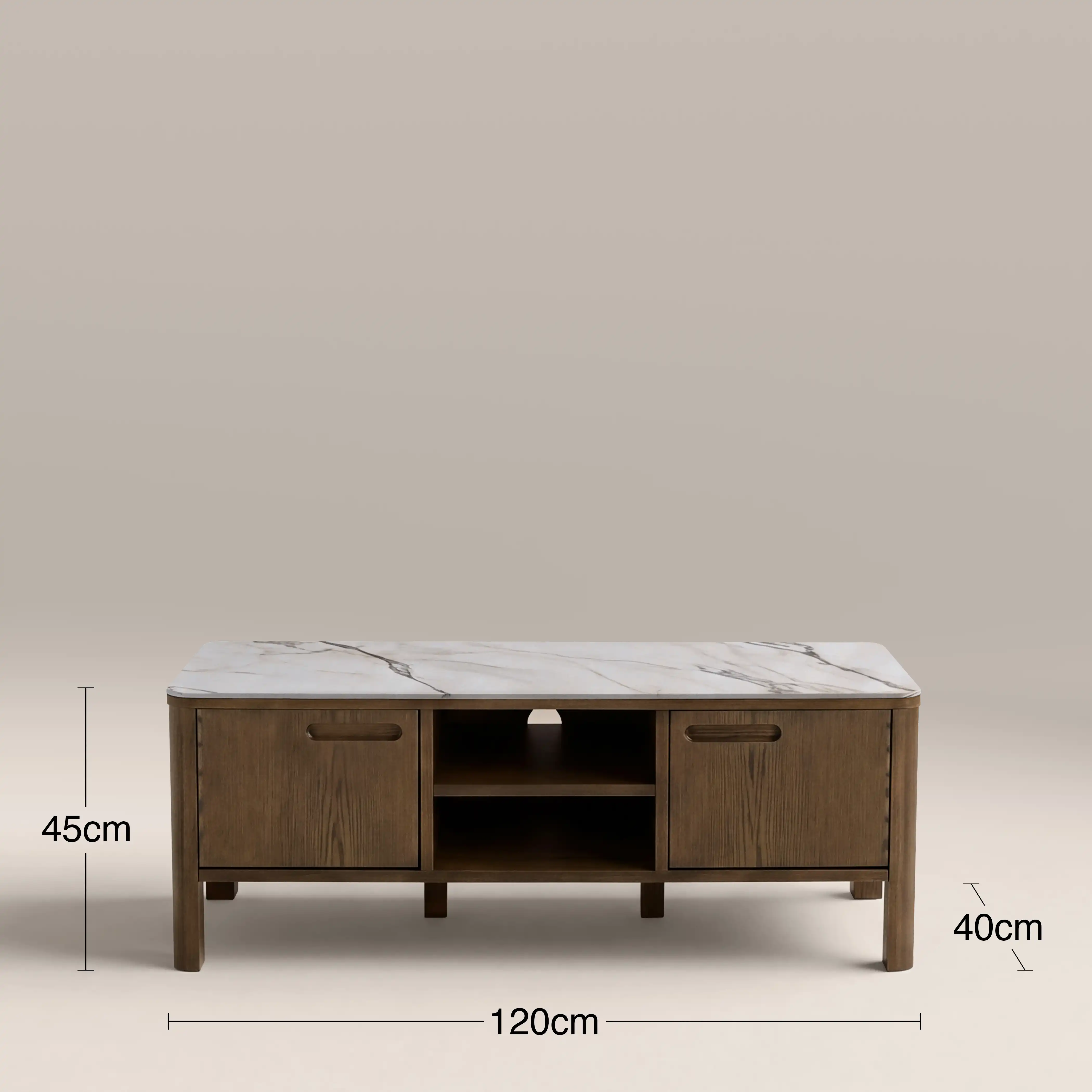 Southampton Wooden TV Stand | Ecru Ceramic & Smoked Walnut - Image 6