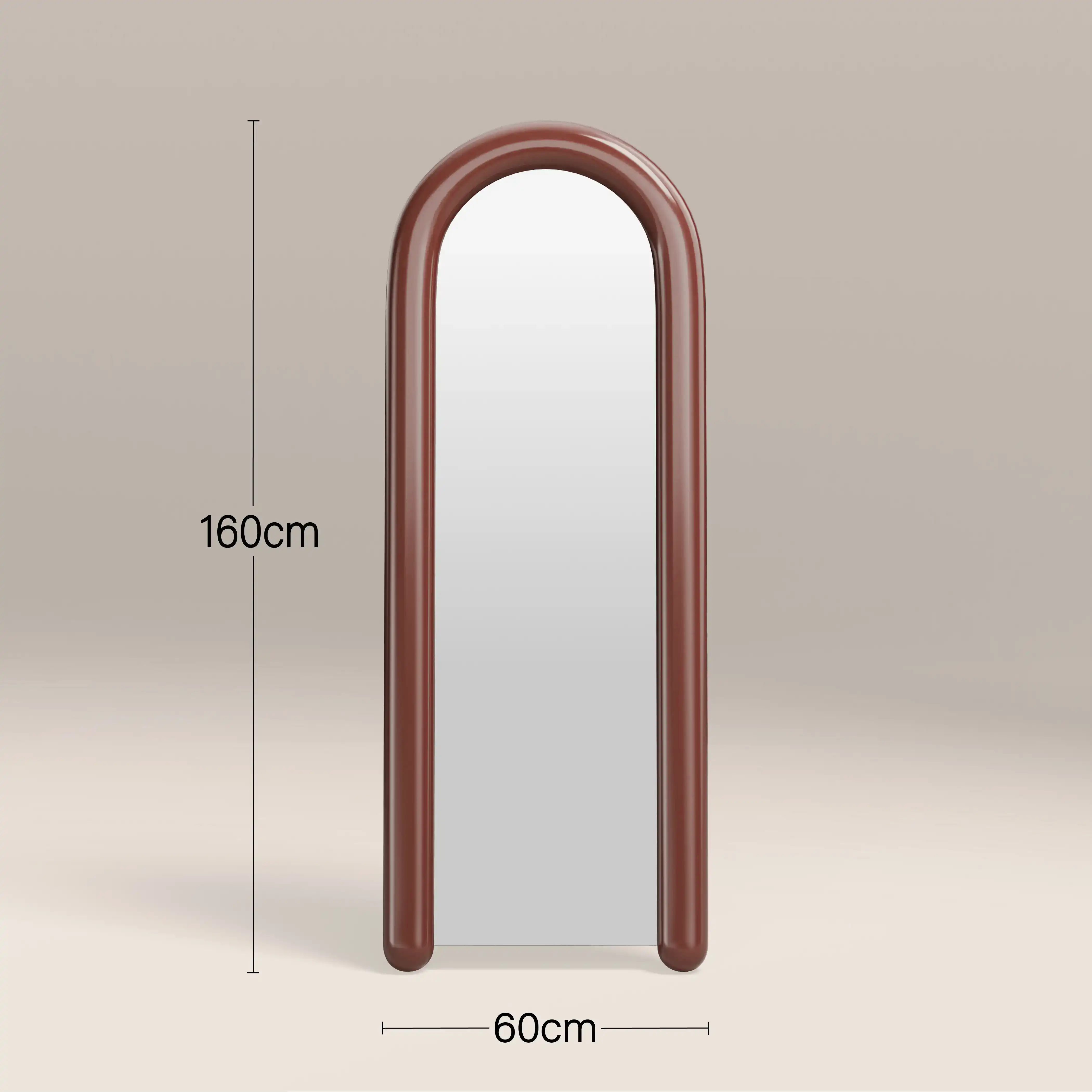 Spencer Full Length Floor Mirror, 160 x 60 cm | High Gloss Burgundy - Image 3