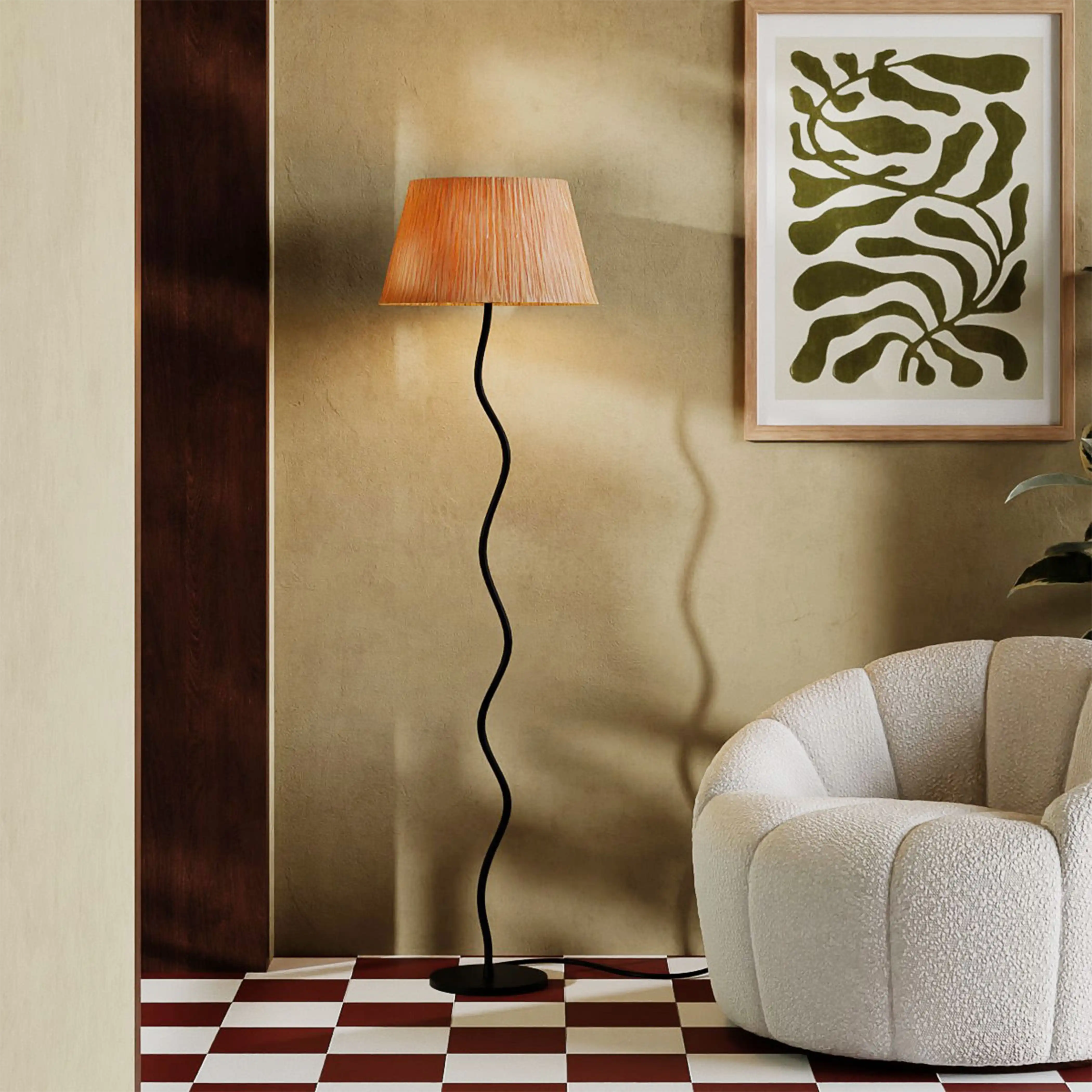 Stanmore Floor Lamp | Natural Raffia & Black - Image 2