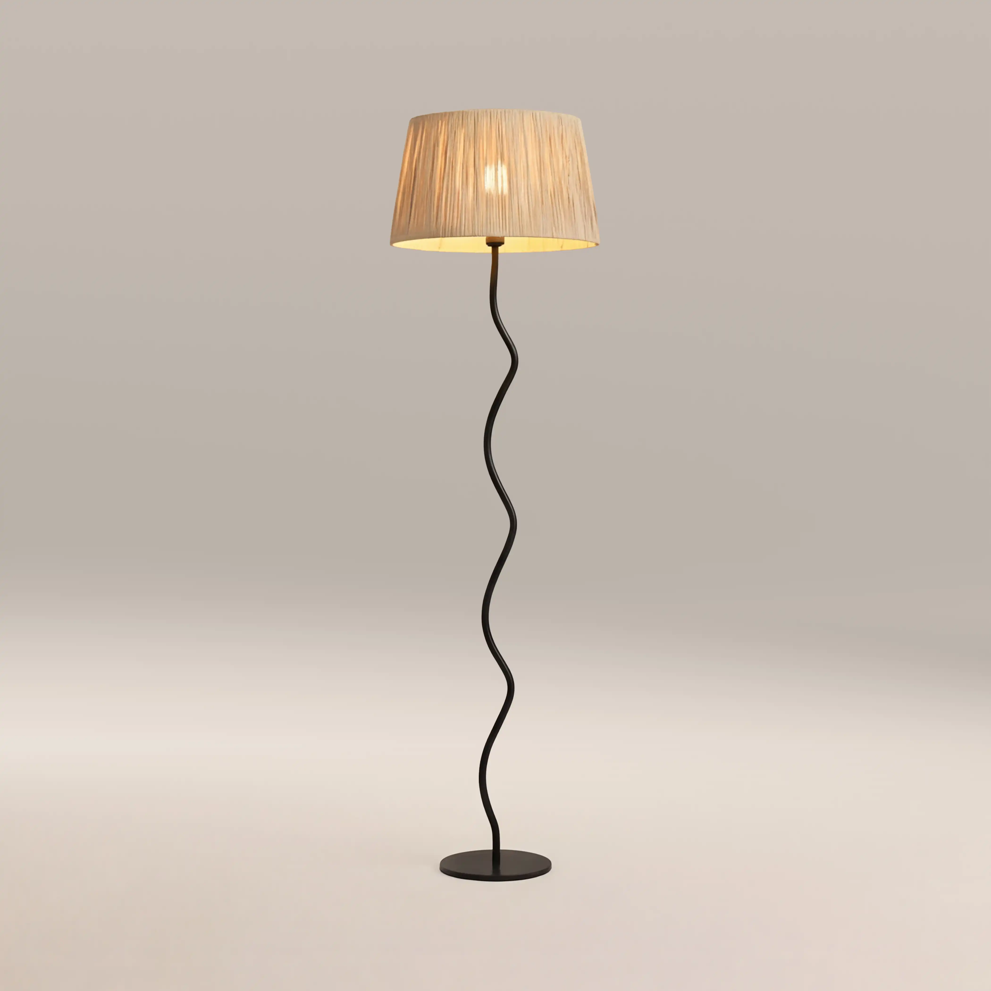 Stanmore Floor Lamp | Natural Raffia & Black - Image 3