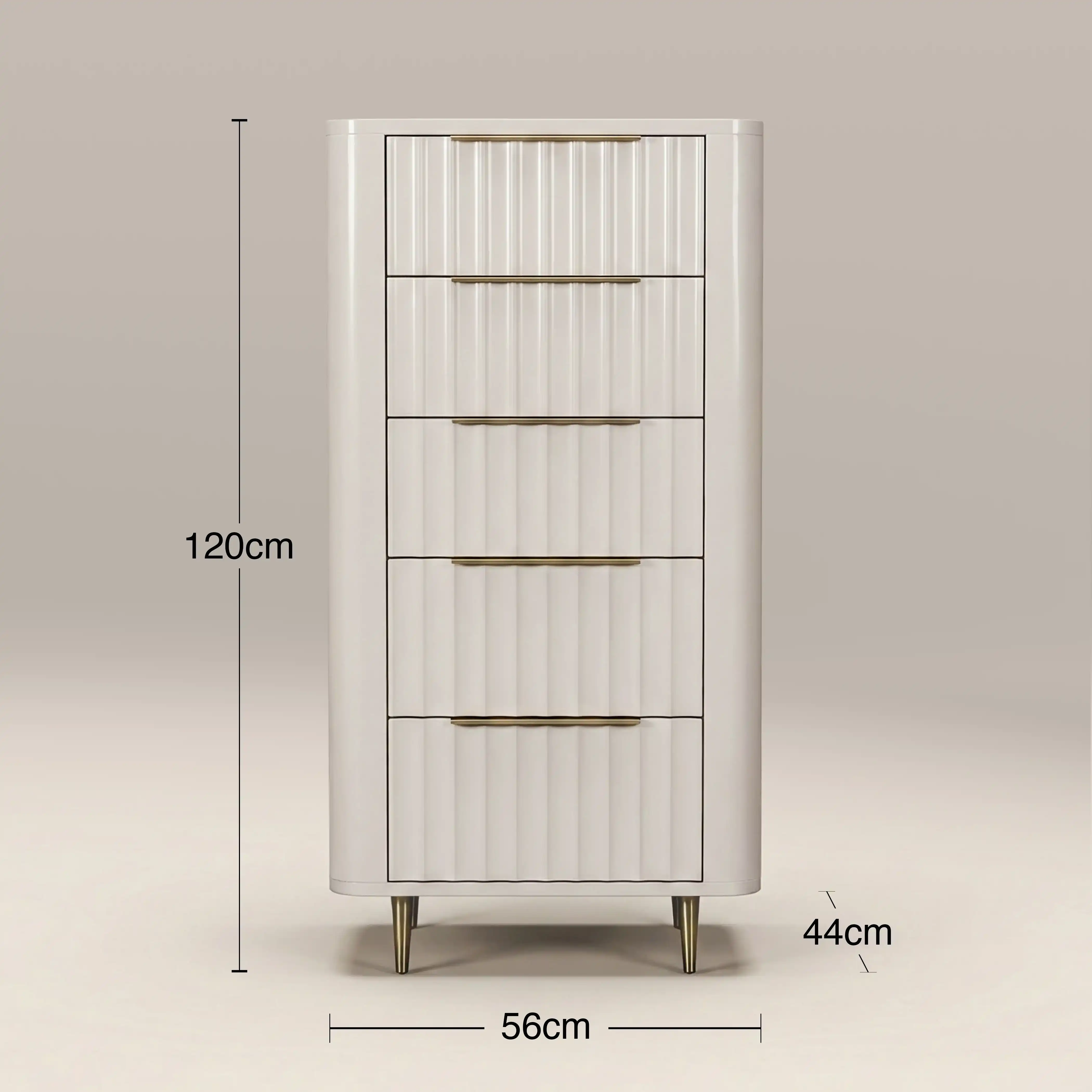 Suvi Tall 5 Drawer Chest of Drawers | Ivory - Image 4