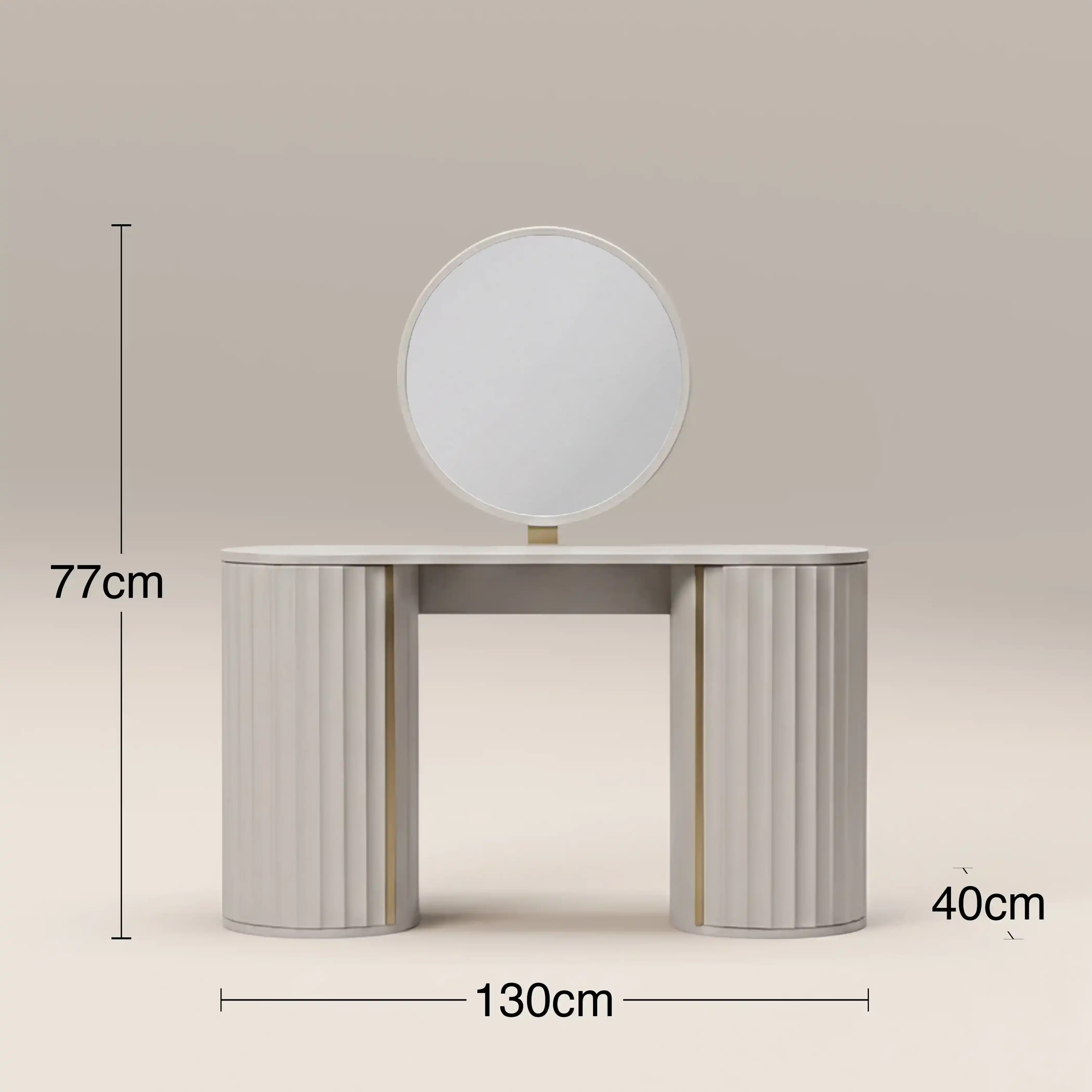 Suvi Round Dressing Table Mirror, 60 x 60 cm | Ivory - Image 5