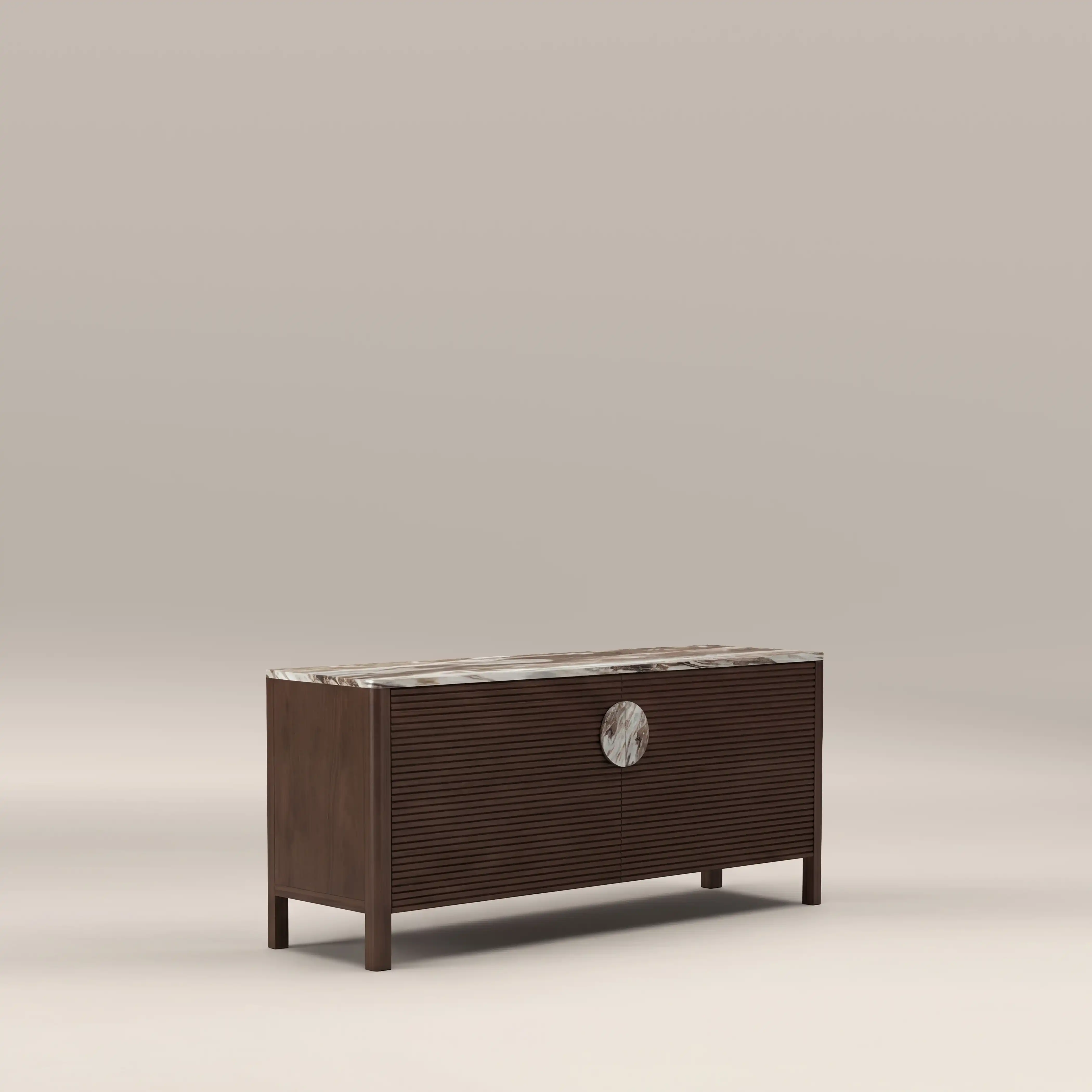Tana 2 Door TV Stand | French Riviera Honed Marble & Walnut - Image 3