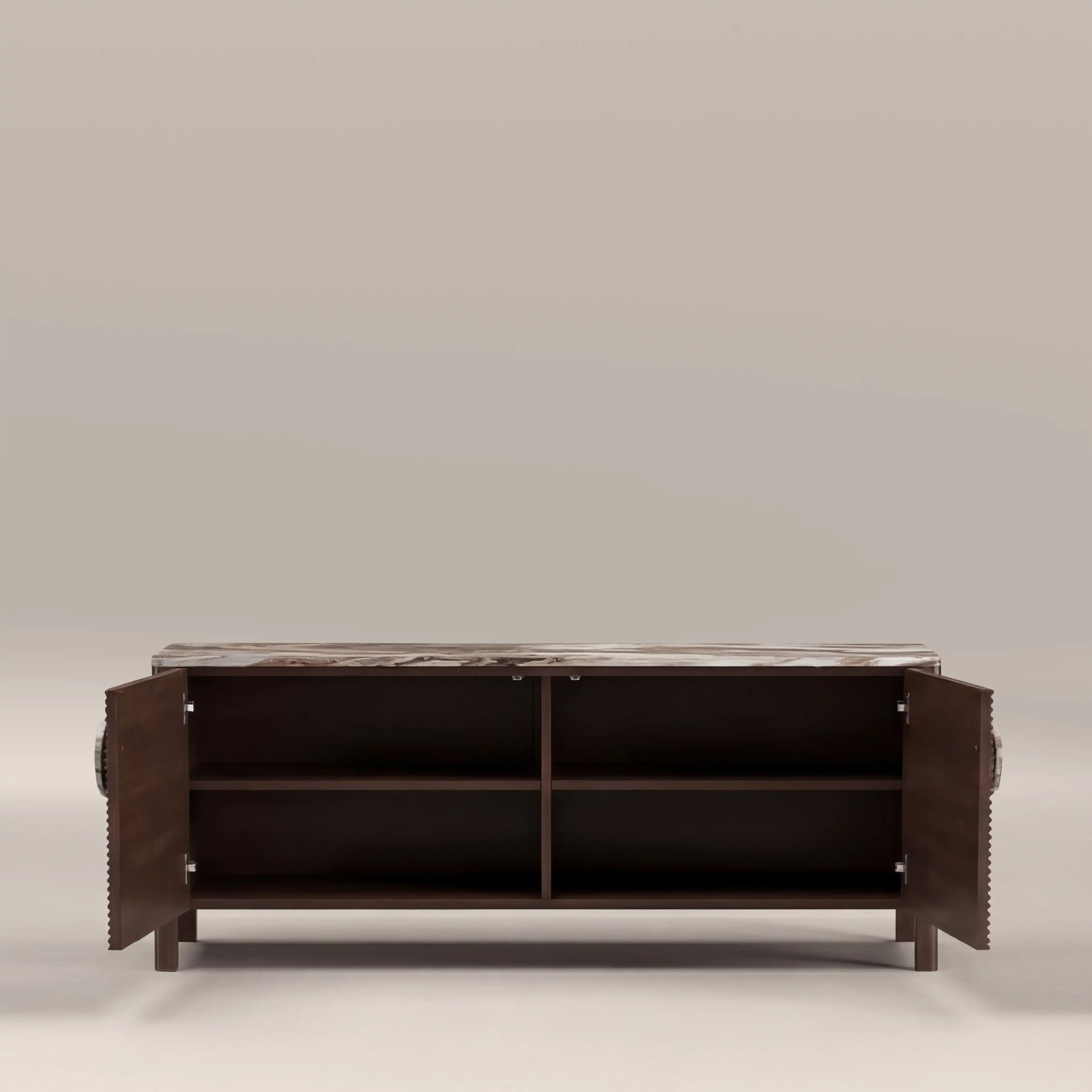 Tana 2 Door TV Stand | French Riviera Honed Marble & Walnut - Image 5