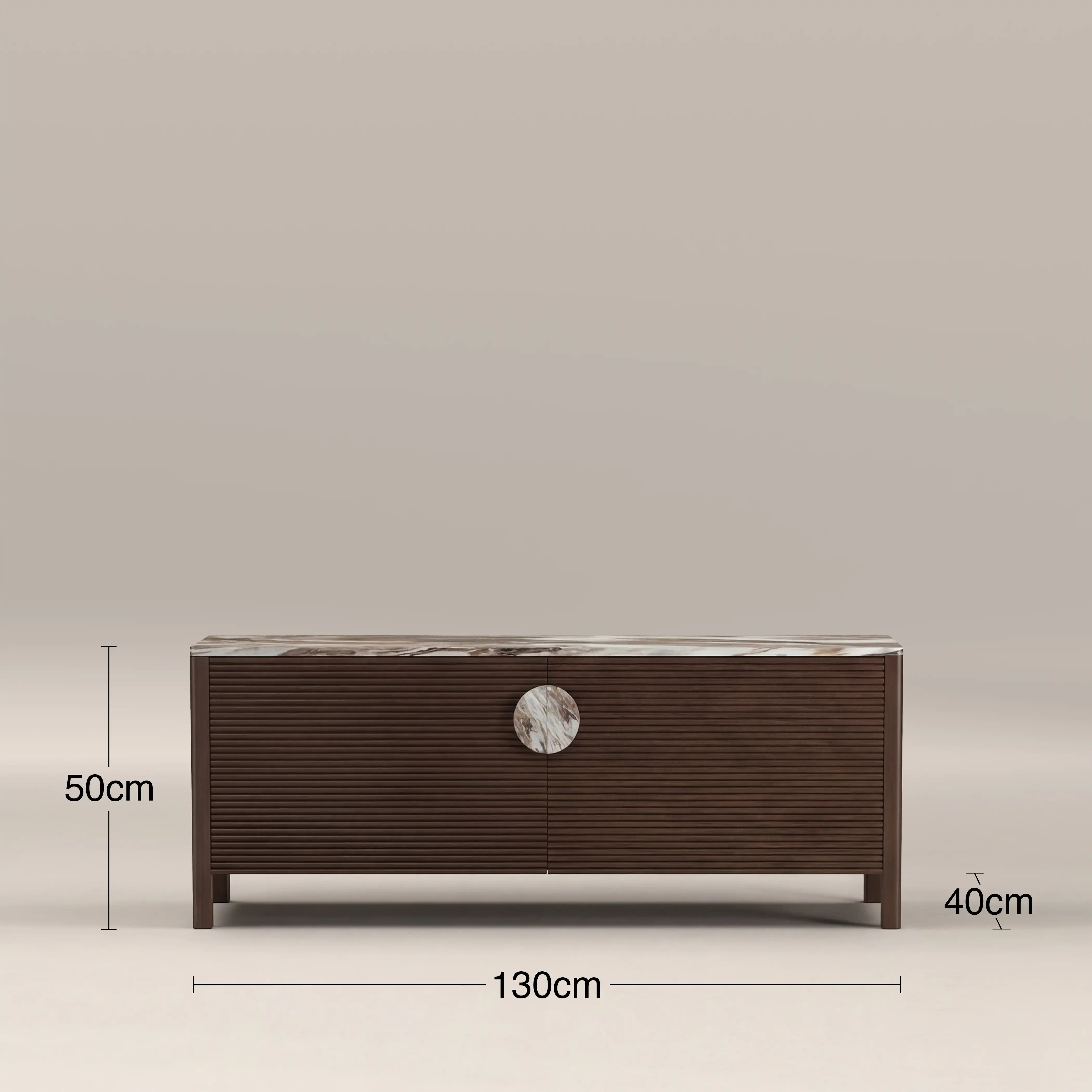 Tana 2 Door TV Stand | French Riviera Honed Marble & Walnut - Image 8