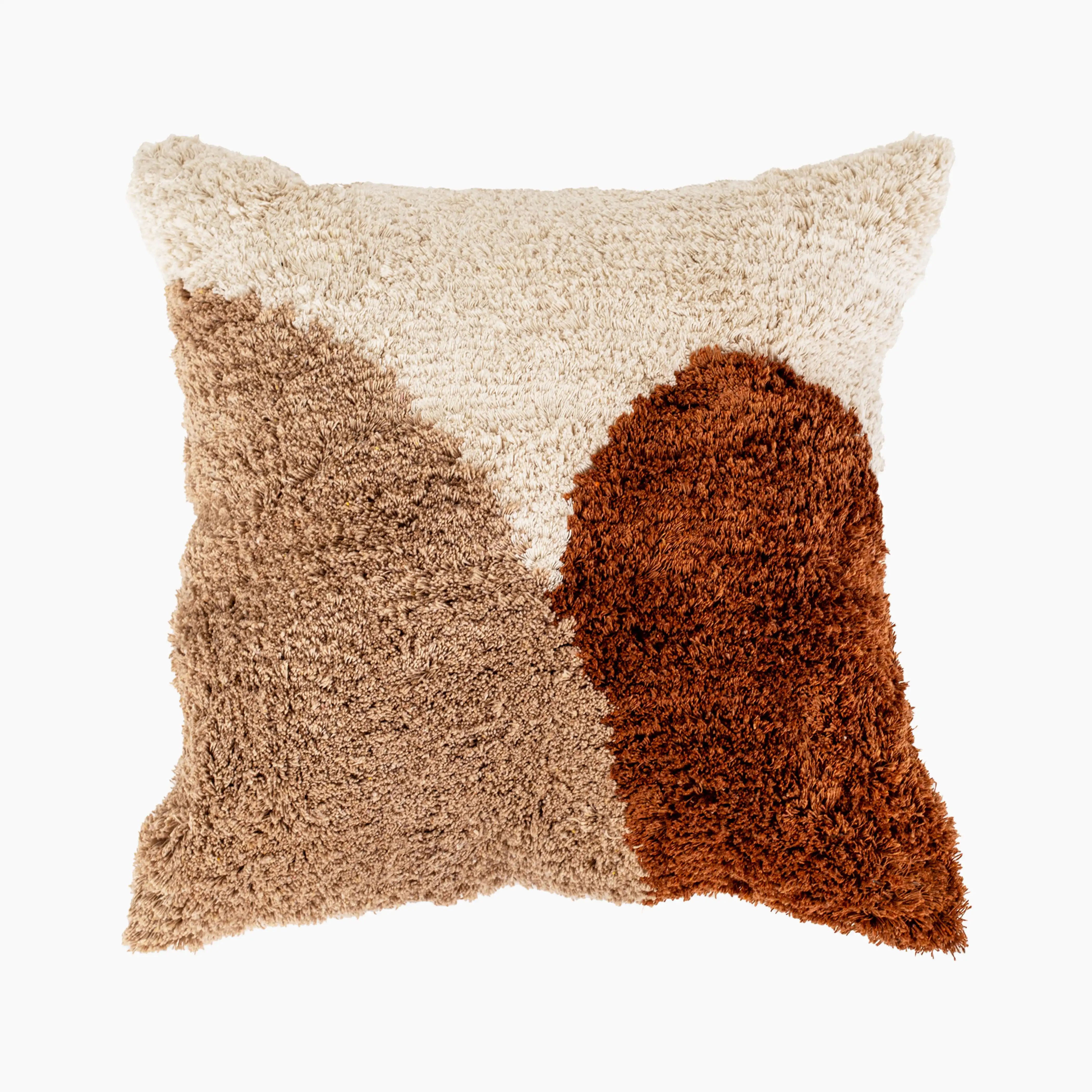Theodora Tufted Square Cushion | Light Brown & Taupe