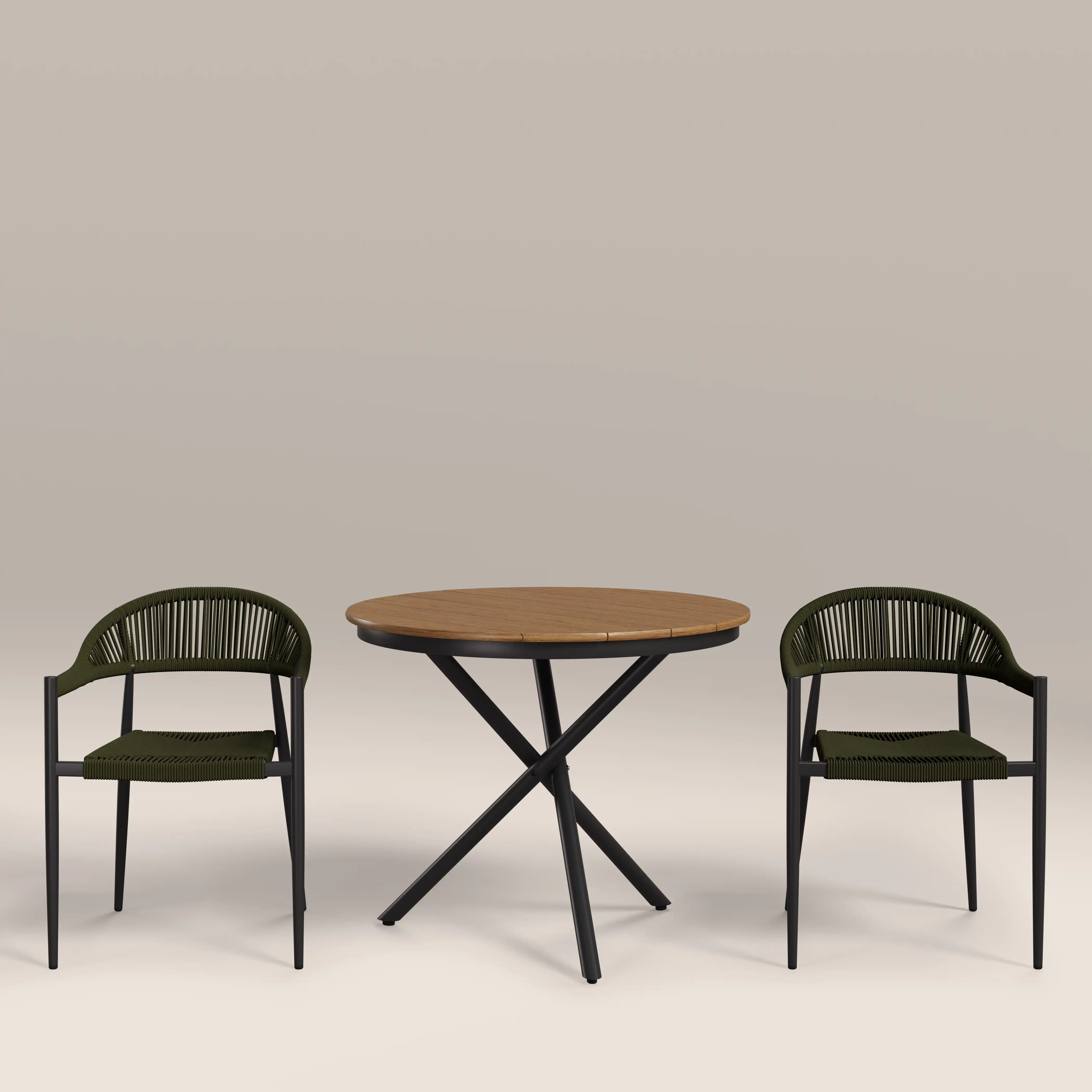 Tullio 2 Seat Garden Bistro Set |  Oak & Olive Green - Image 4