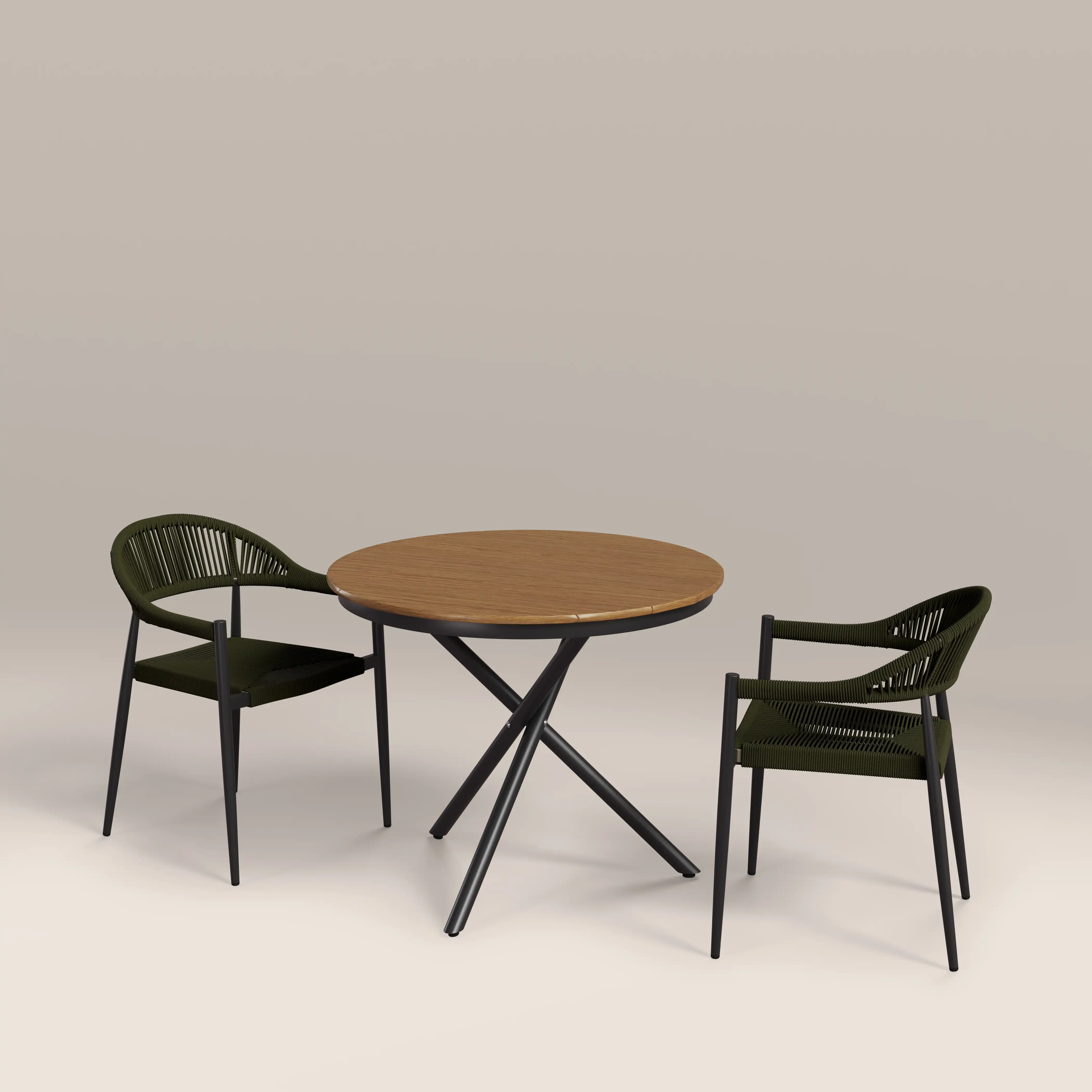 Tullio 2 Seat Garden Bistro Set |  Oak & Olive Green - Image 5