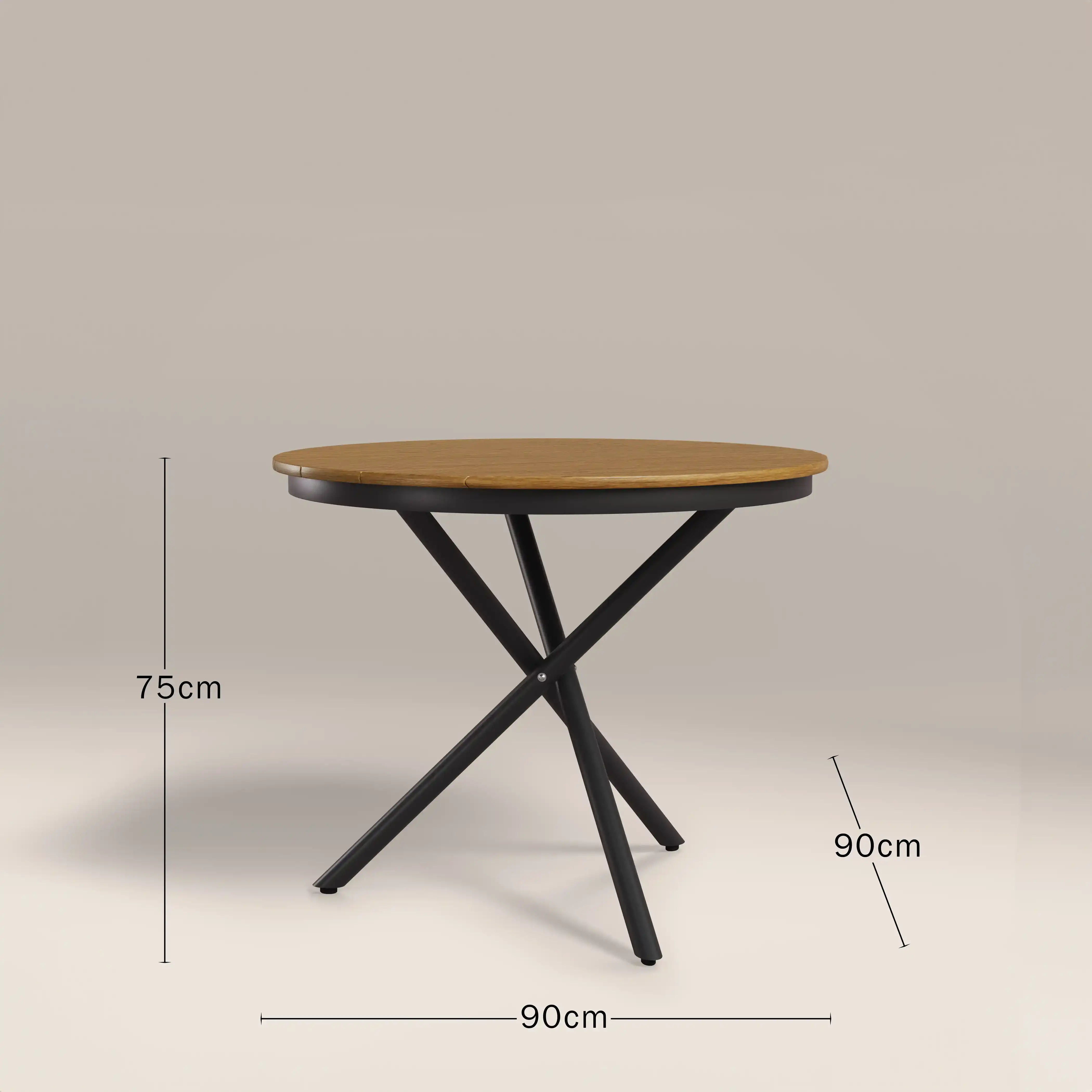 Tullio 2 Seat Round Garden Bistro Table | Oak & Black - Image 5