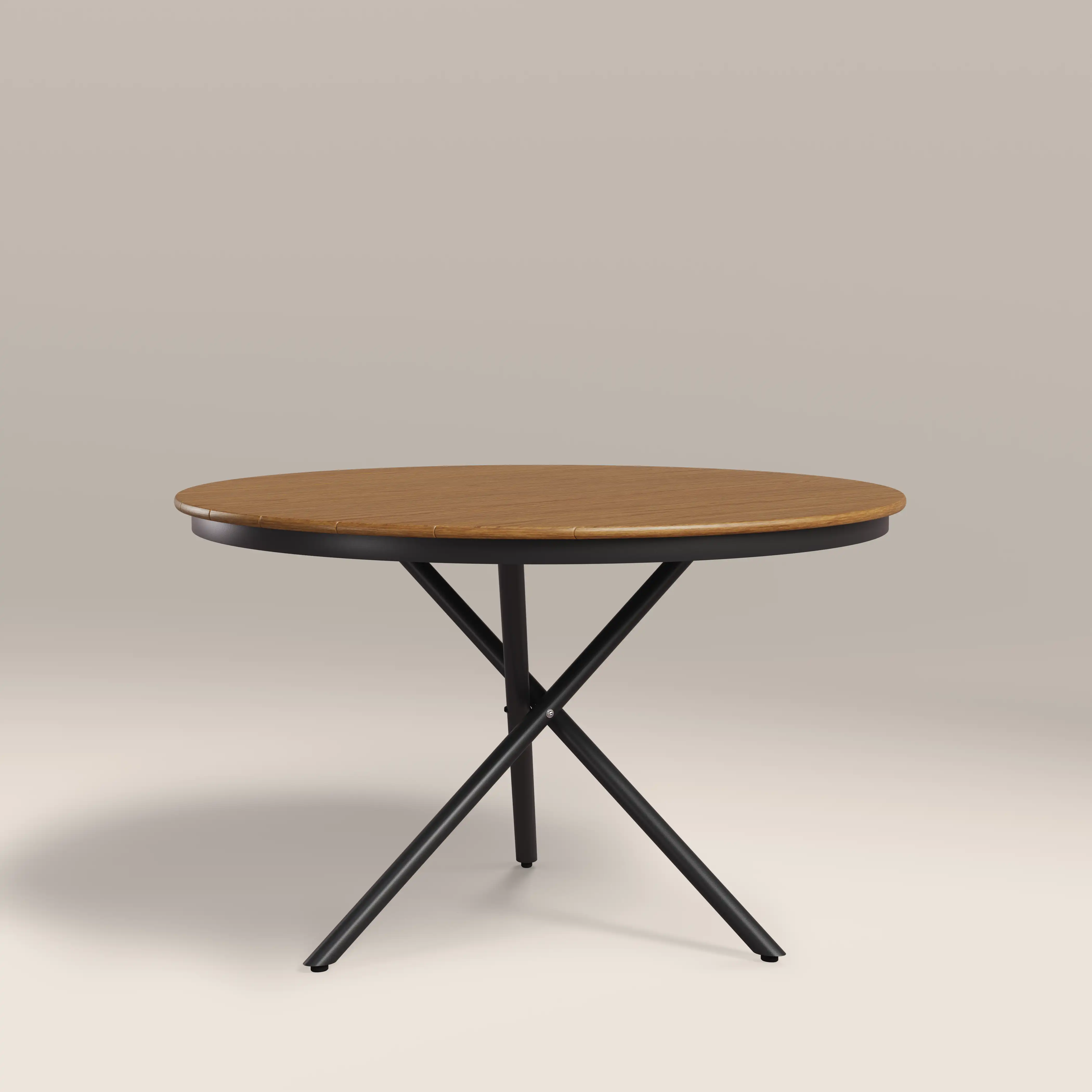 Tullio 4 Seat Round Garden Dining Table | Oak & Black