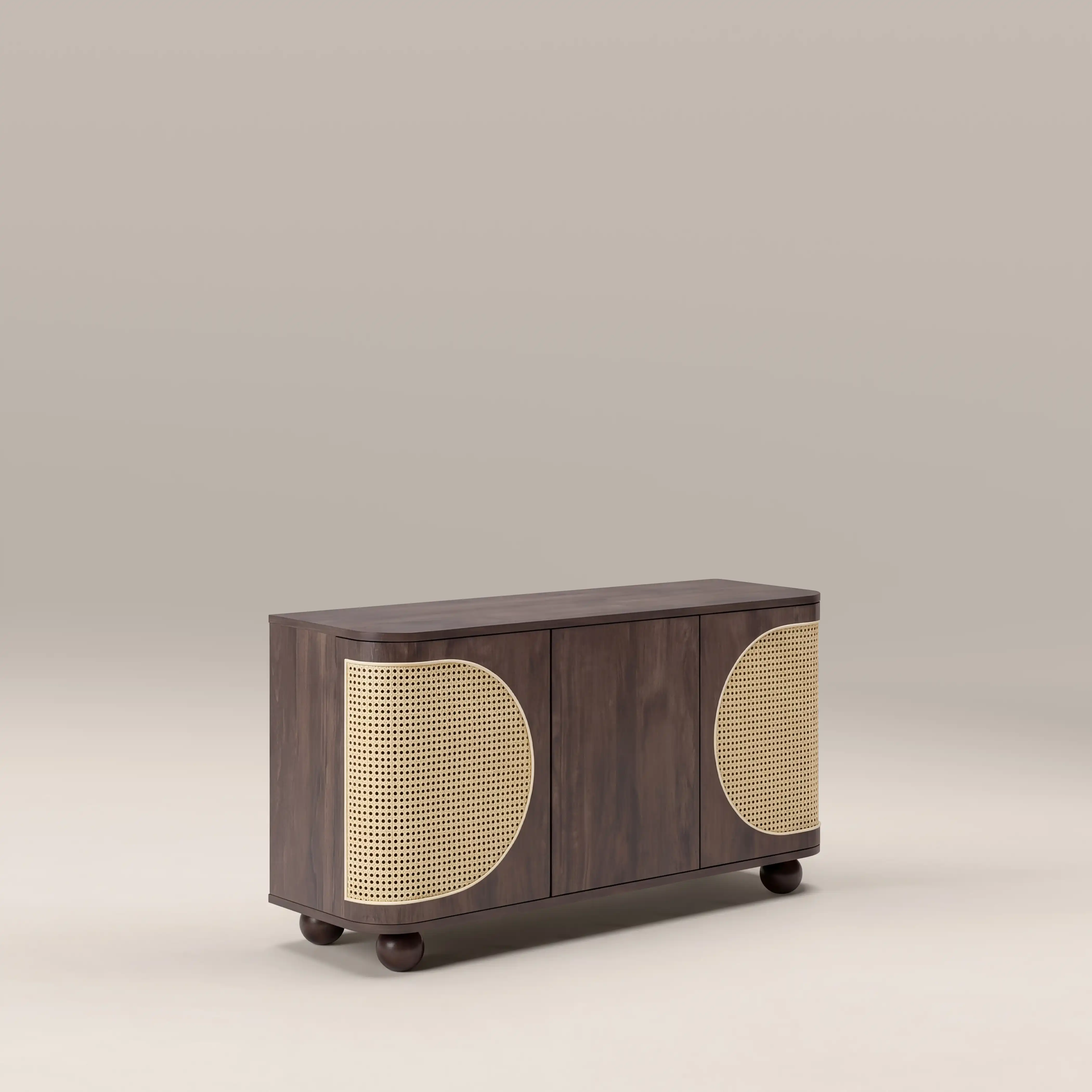 Una Wooden Large Sideboard | Walnut & Cane - Image 3