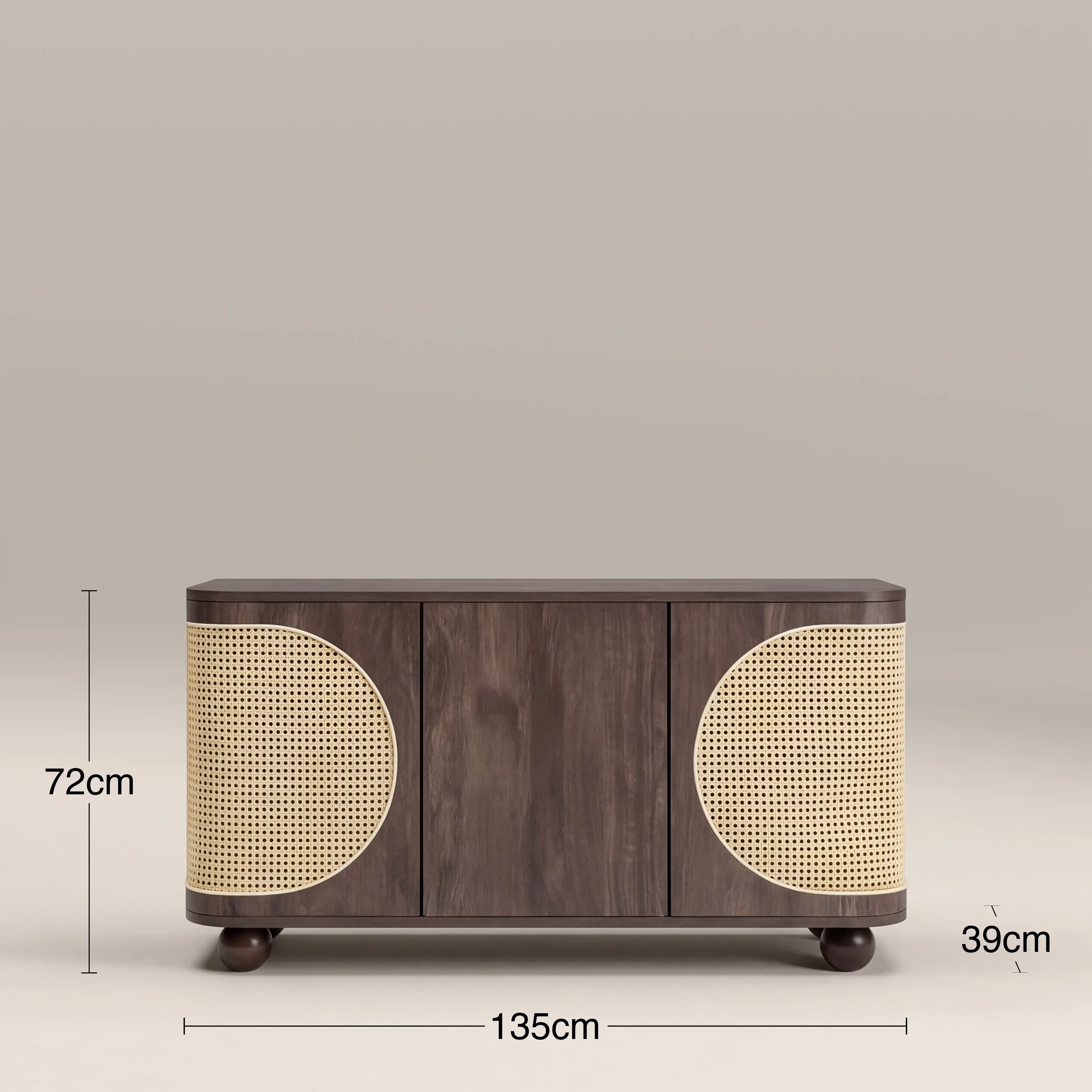 Una Wooden Large Sideboard | Walnut & Cane - Image 6