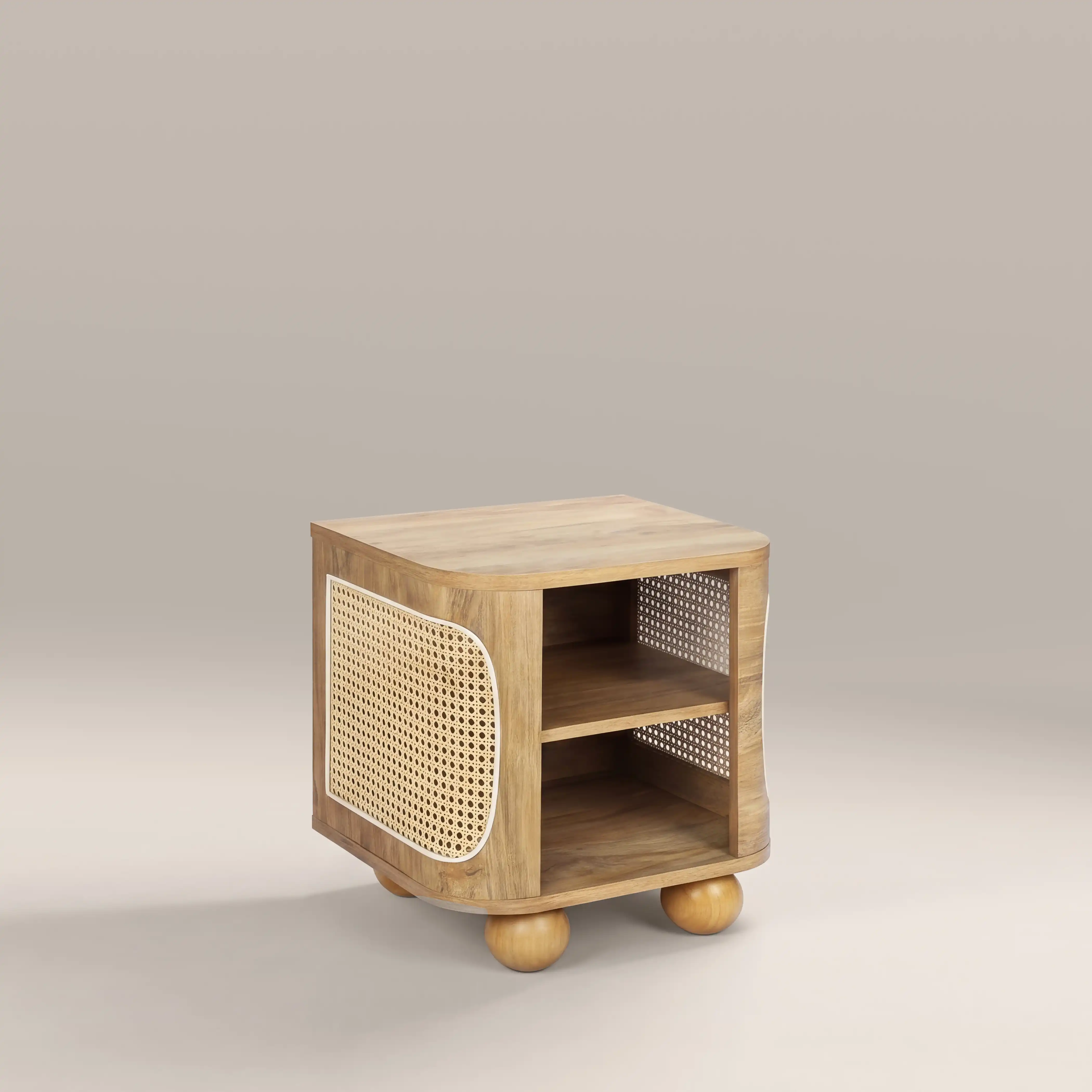 Una Square Wooden Side Table | Oak & Cane - Image 2