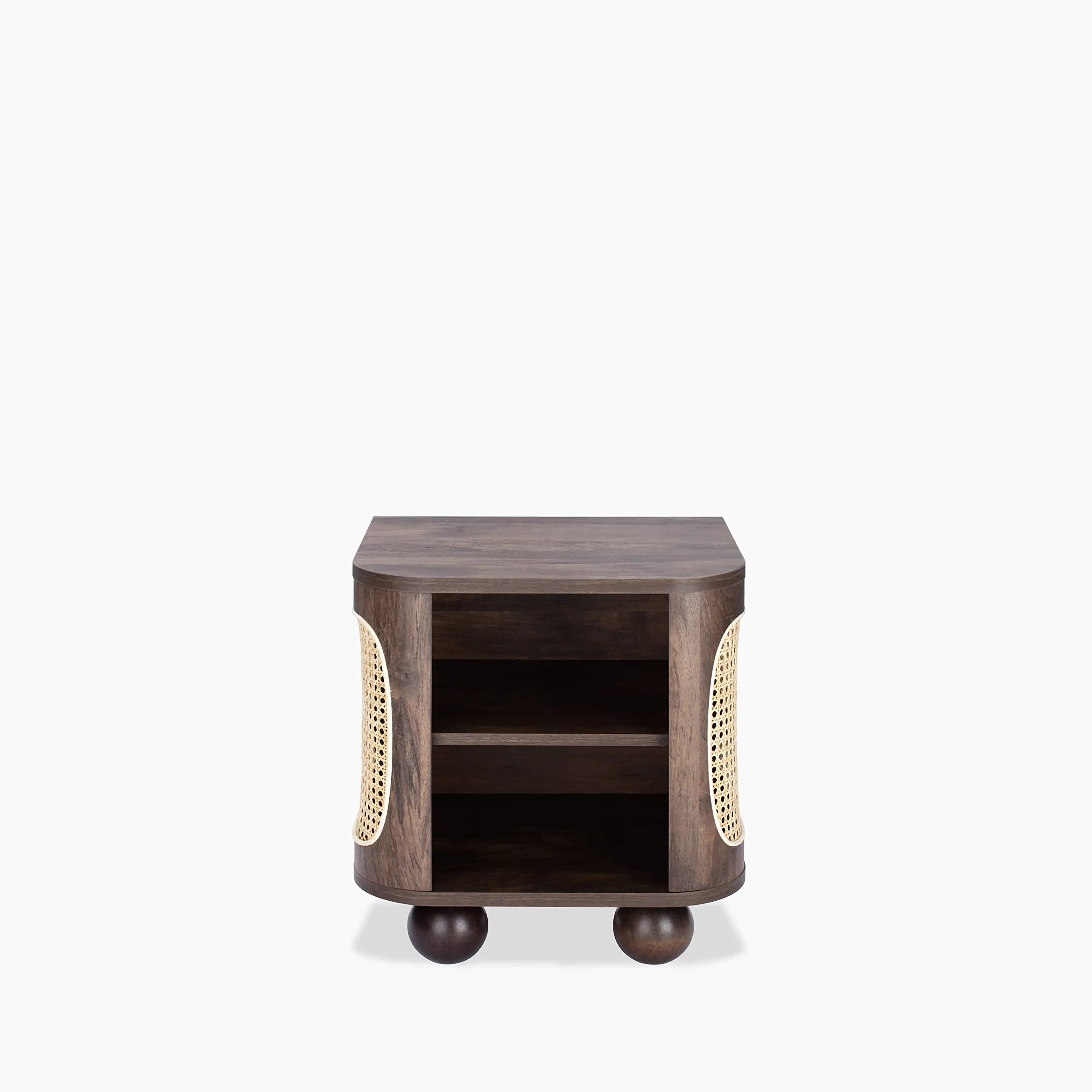 Una Square Wooden Side Table | Walnut & Cane - Image 4