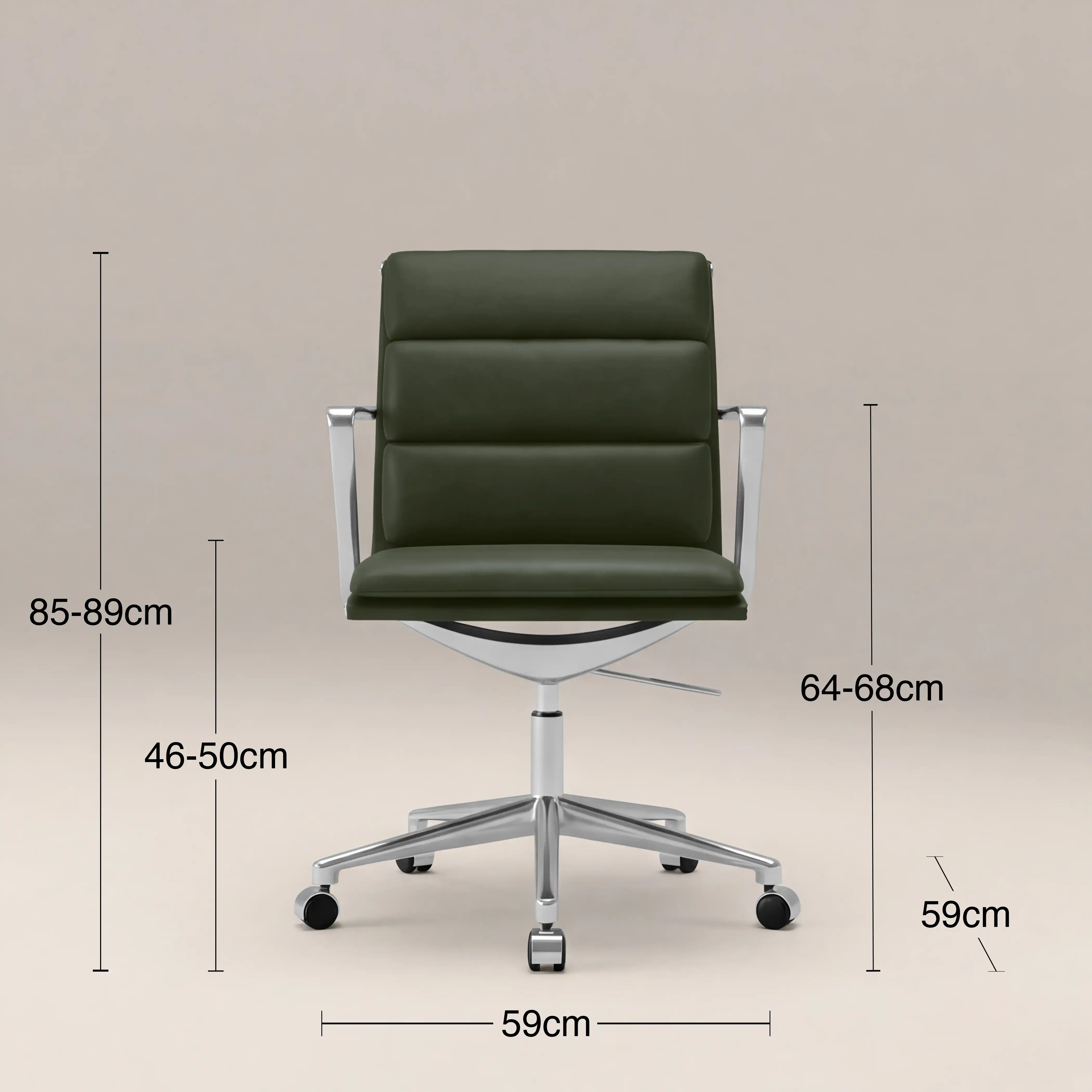 Urma Office Chair | Vintage Green Faux Leather & Chrome - Image 7